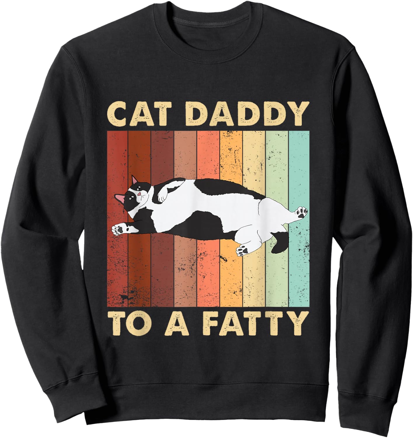 Kitty Lover Cat Gifts For Cat Lover Retro Fat Chonk Dad Funny Cat Daddy To A Fatty , Small Sweatshirt - Sweatshirt | Black