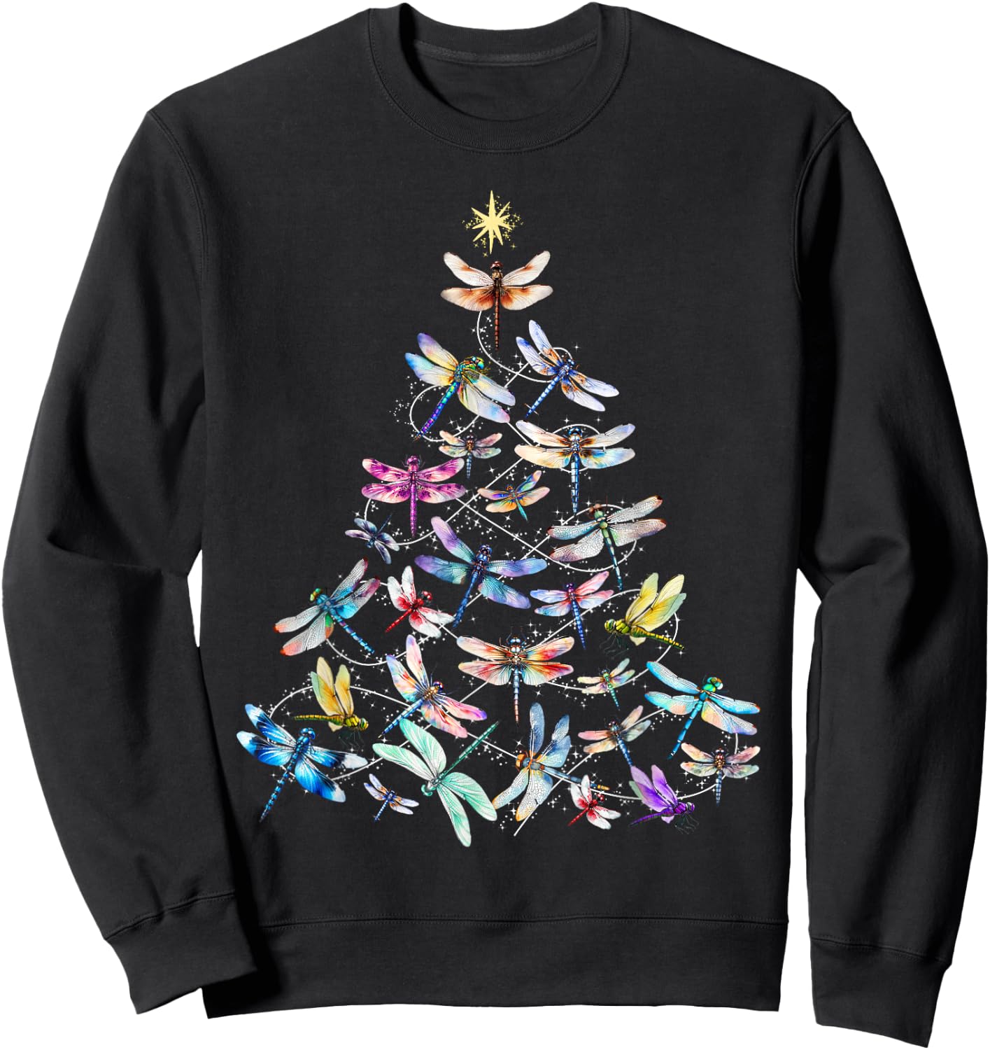 Dragonfly Christmas Tree Lights Insect Christmas Gifts Sweatshirt - Sweatshirt | Black