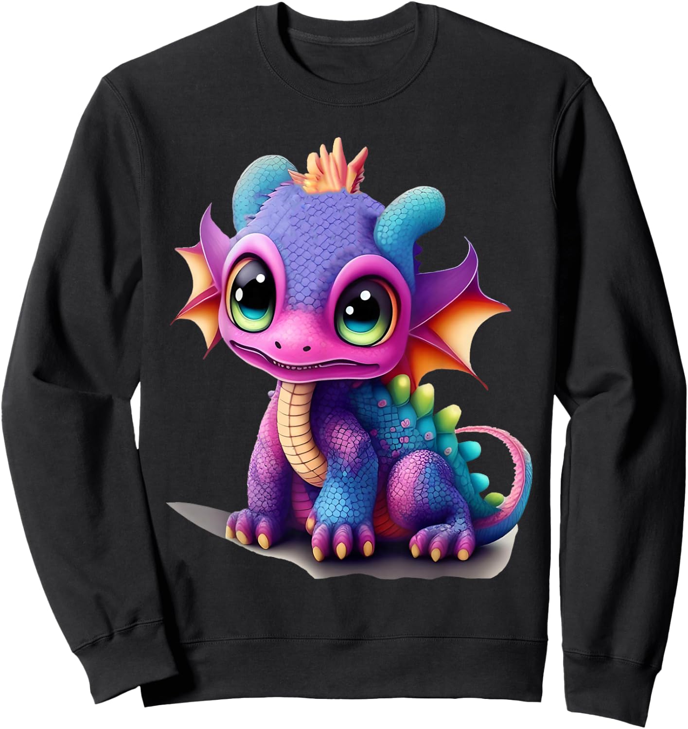 Girls Boys Dragon Dino Children's Colourful Rainbow Colourful Fashion , black Sweatshirt - Sweatshirt | Black