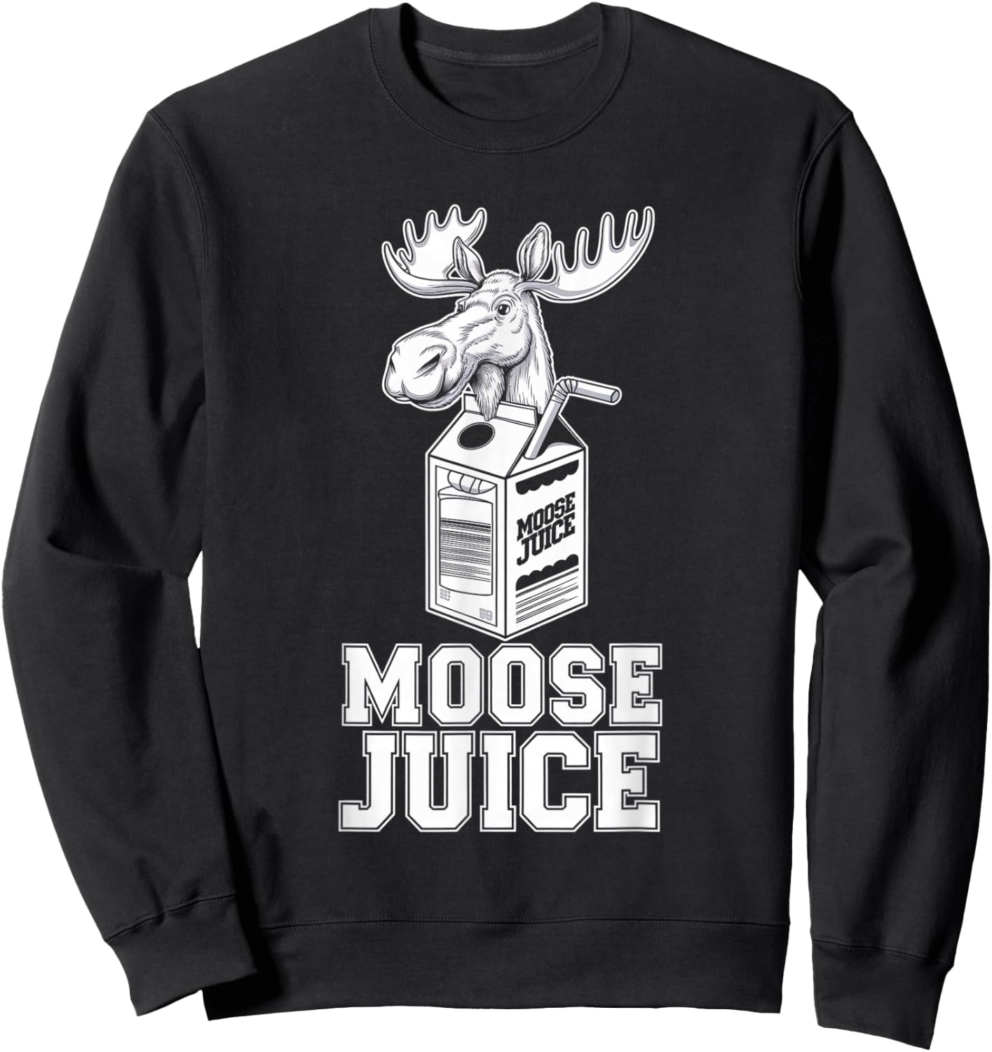 Funny Moose Drinking Moose Juice Cartoon Sweatshirt - Sweatshirt | Black