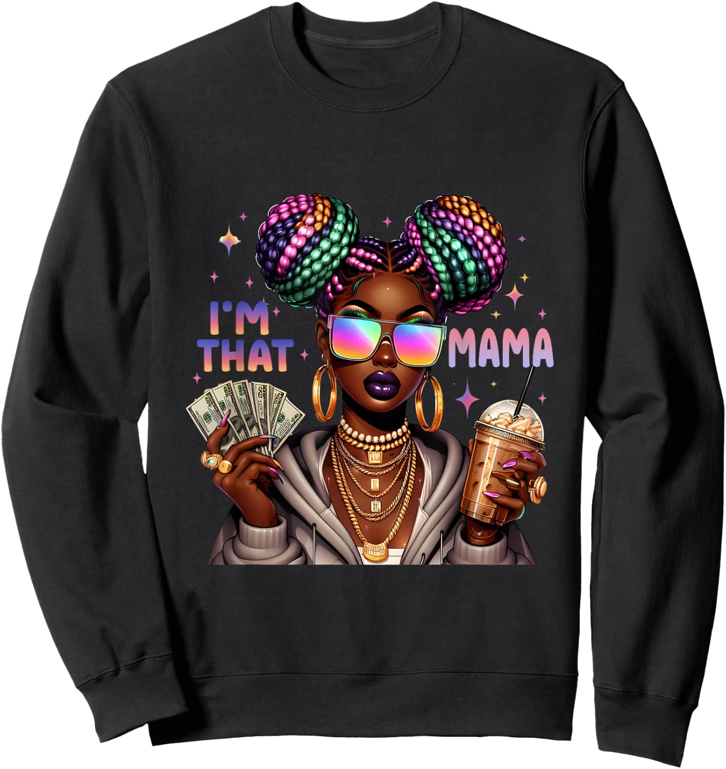 African American Melanin I'm That Mama Afro Queen Sweatshirt - Sweatshirt | Black