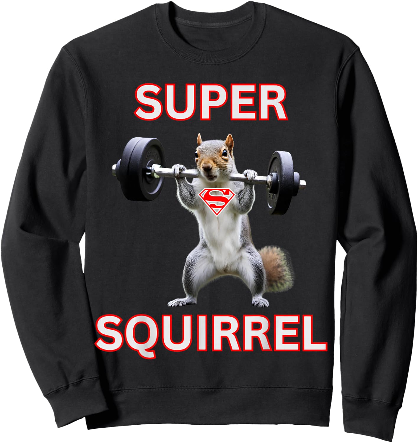 Super Squirrel Weightlifter Squirrel Superhero Costume Sweatshirt - Sweatshirt | Black