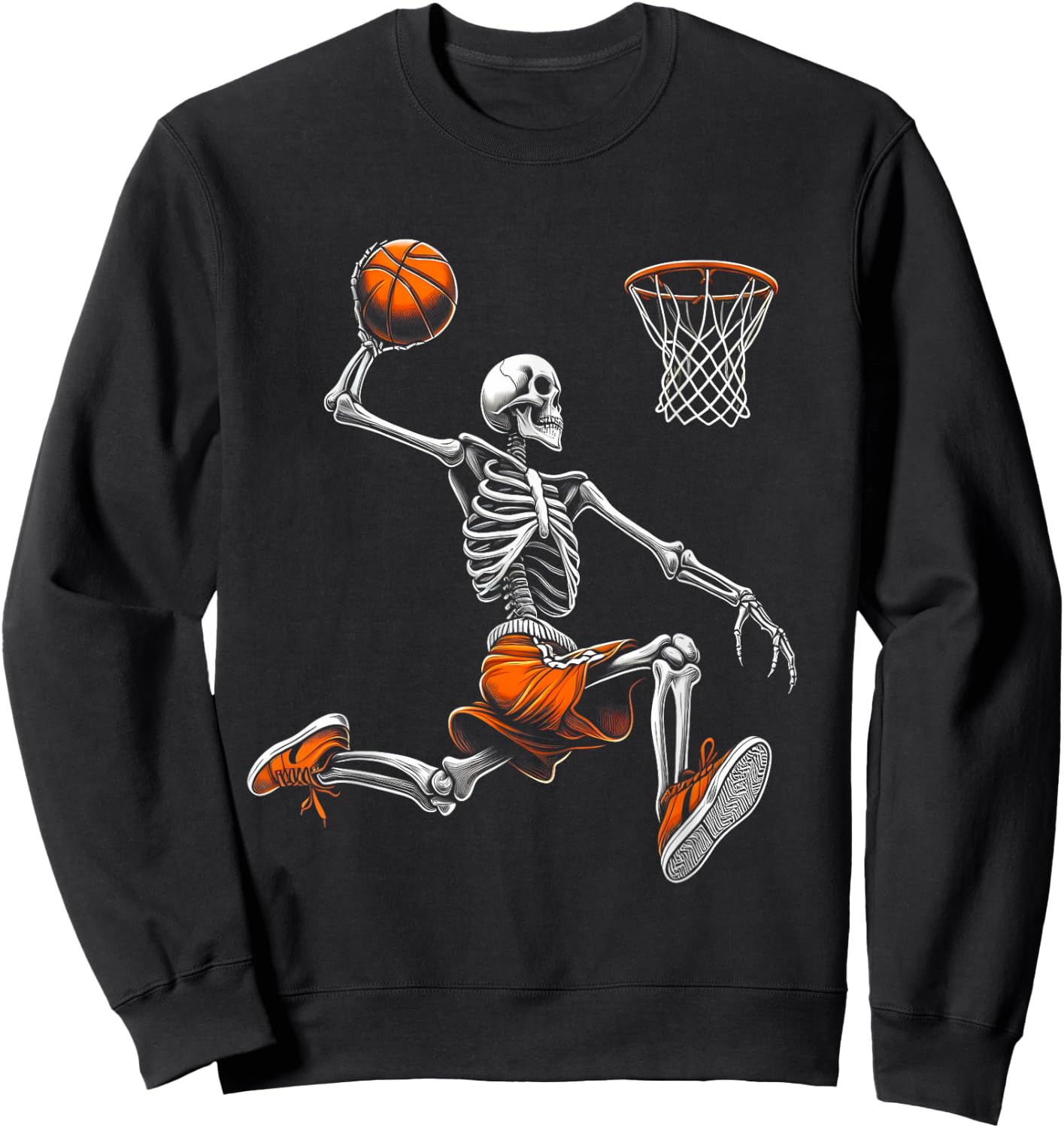 Skeleton Dunking Basketball Funny Sports Lover Sweatshirt - Sweatshirt | Black