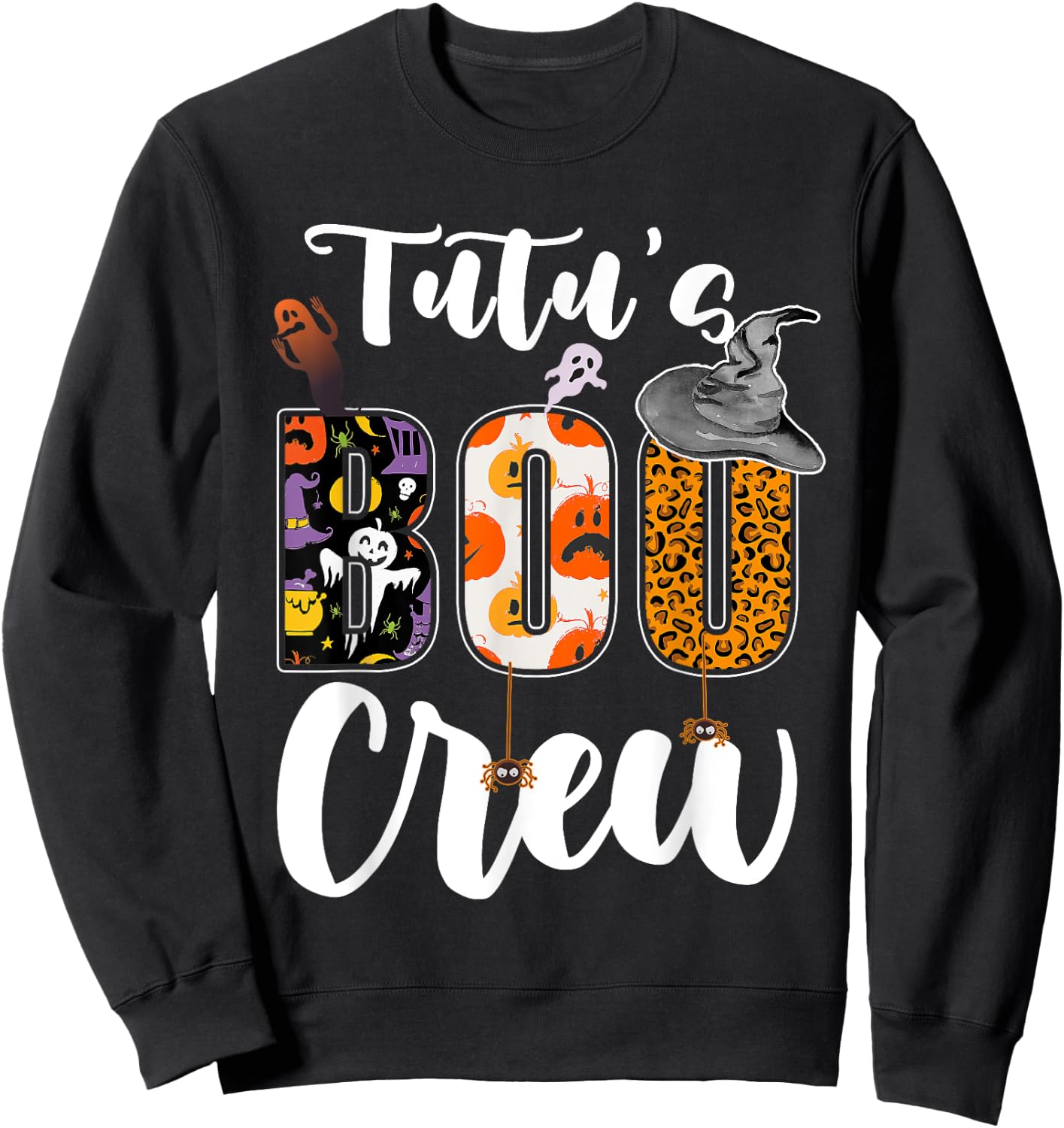 Tutu's Boo Crew Halloween Grandma Grandkids Matching Sweatshirt - Sweatshirt | Black