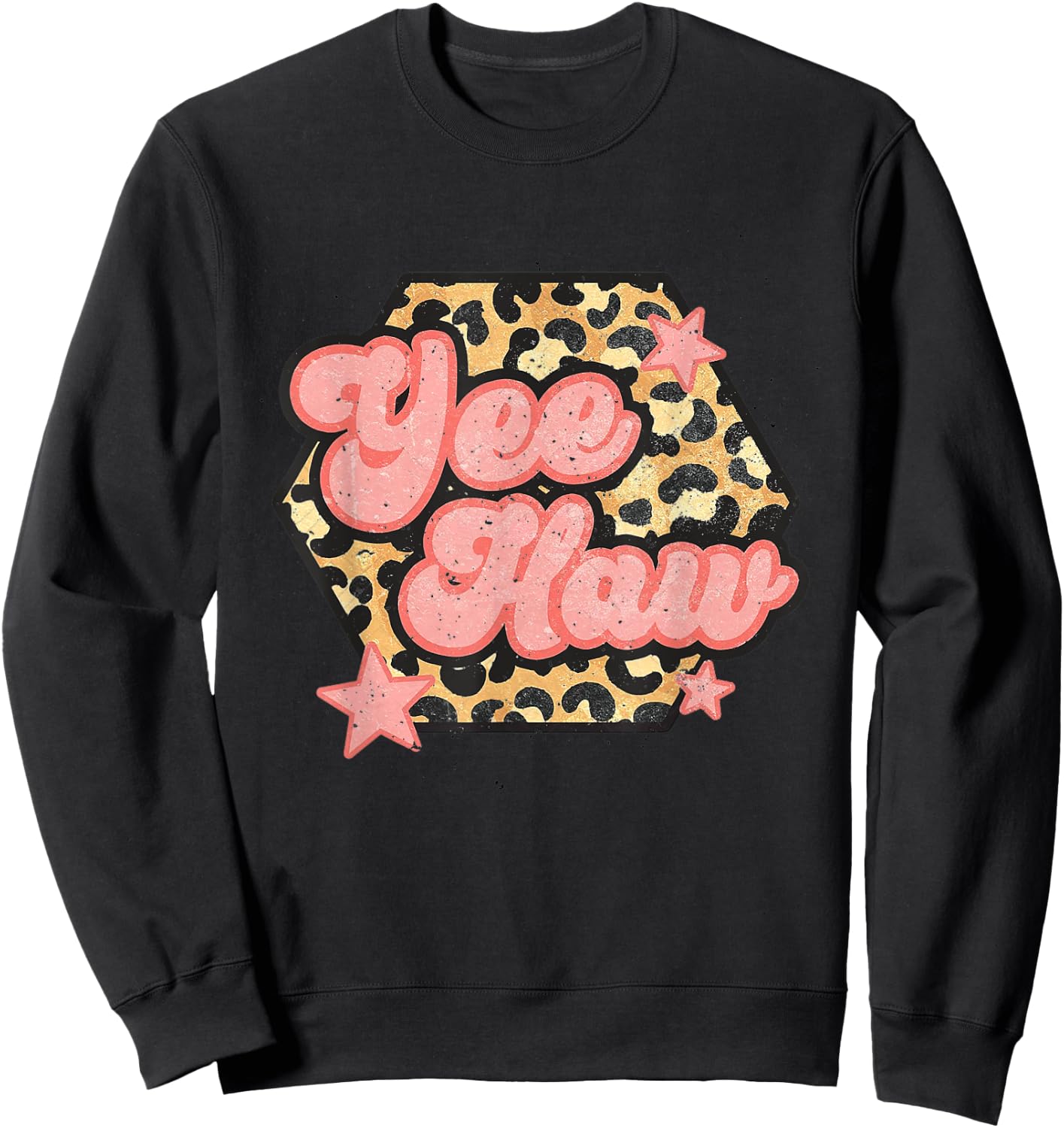 Yee Haw Howdy Rodeo Western Country Yeehaw Cowgirl Leopard Sweatshirt - Sweatshirt | Black