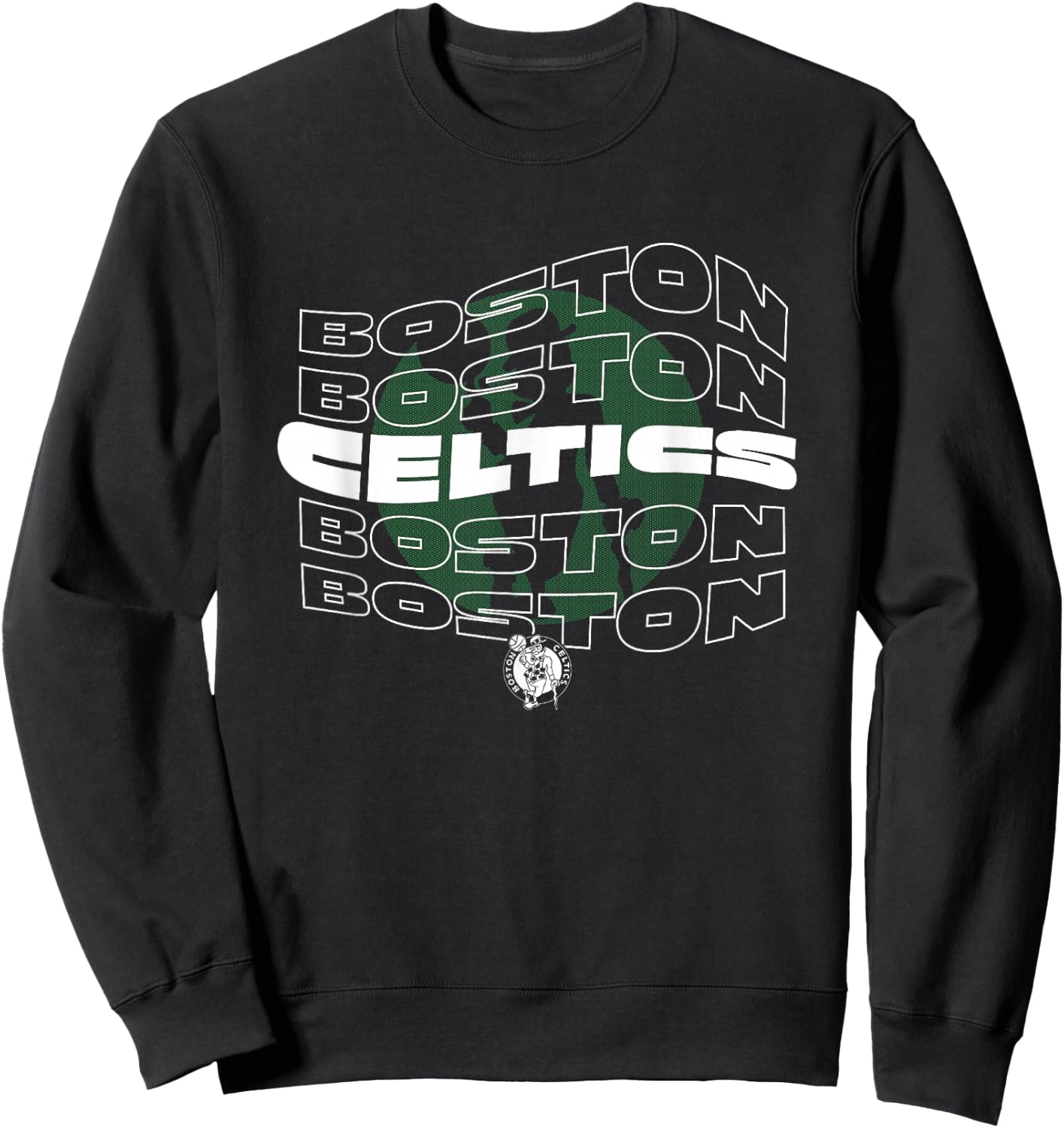 NBA Boston Celtics Wave Outline Logo Stack Sweatshirt - Sweatshirt | Black