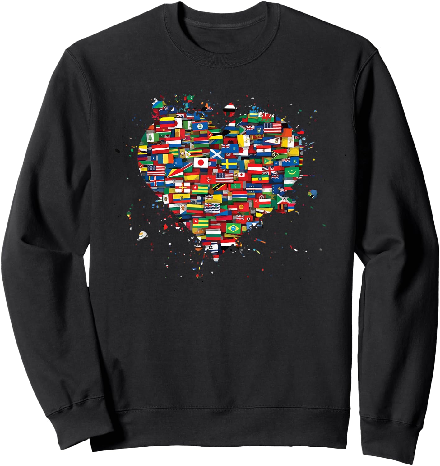 Flags of The Countries of The World International Heart Sweatshirt - Sweatshirt | Black