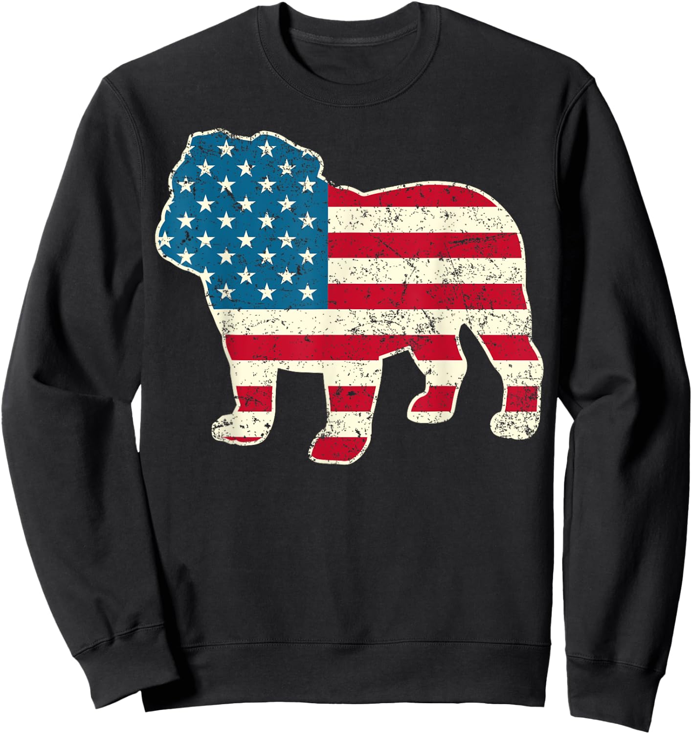 English Bulldog 4th of July Men Women Dog American Flag USA Sweatshirt - Sweatshirt | Black