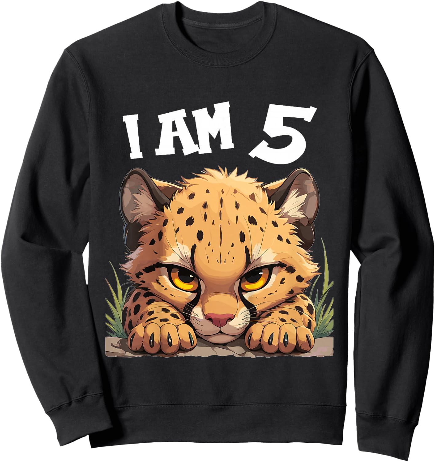 5 Years old 5 birthday Cheetahs Boy Girl Cheetah Sweatshirt - Sweatshirt | Black