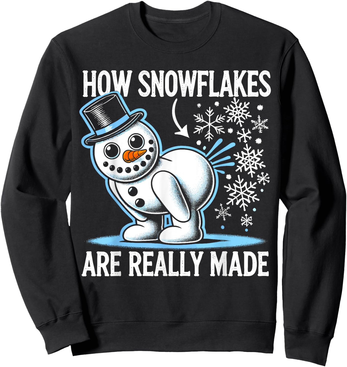 Funny Snowman How Snowflake Are Really Made Christmas Pajama Sweatshirt - Sweatshirt | Black