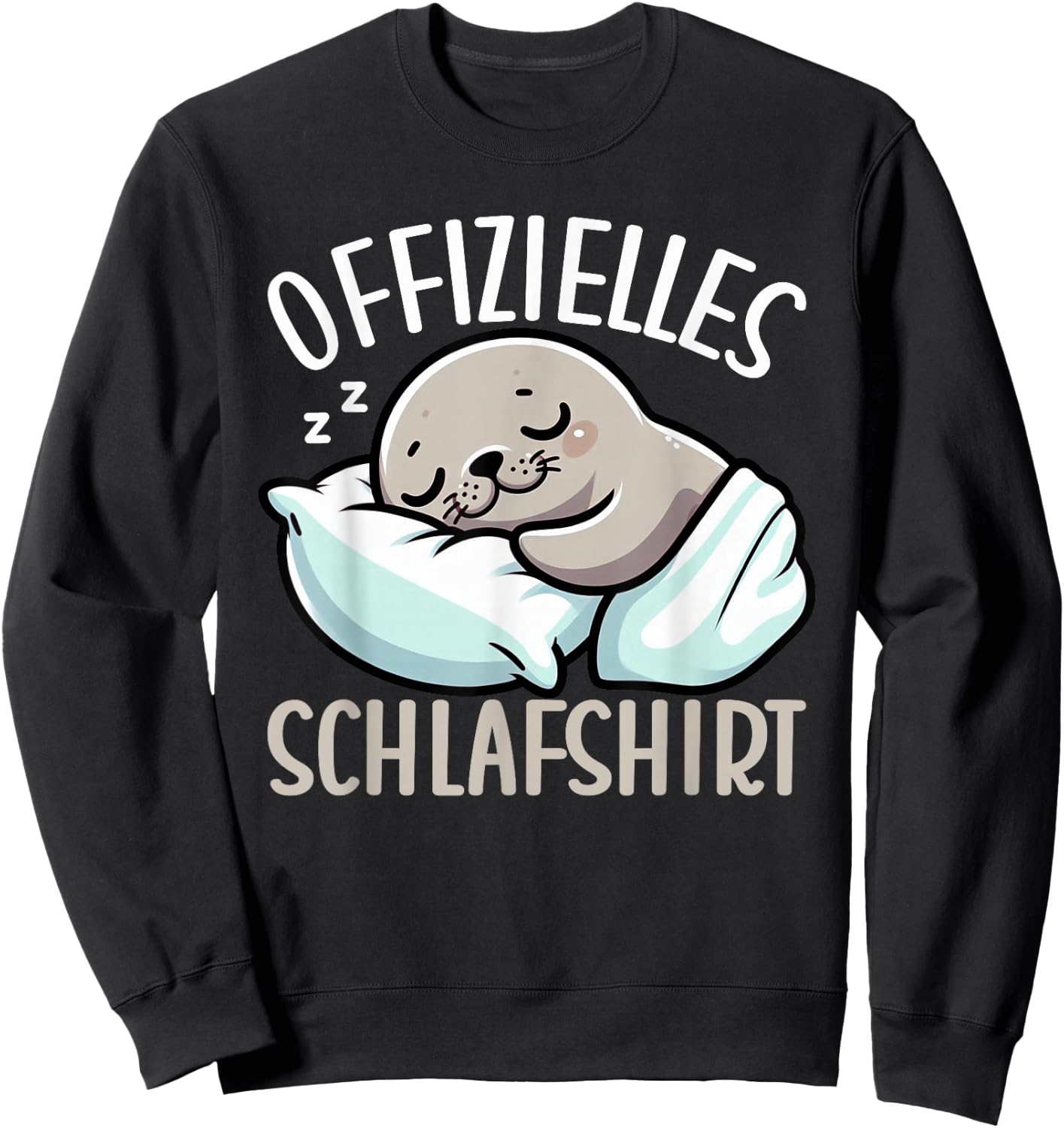 Official Sleep Shirt Seal Late Sleeper Pyjamas Bed , black Sweatshirt - Sweatshirt | Black
