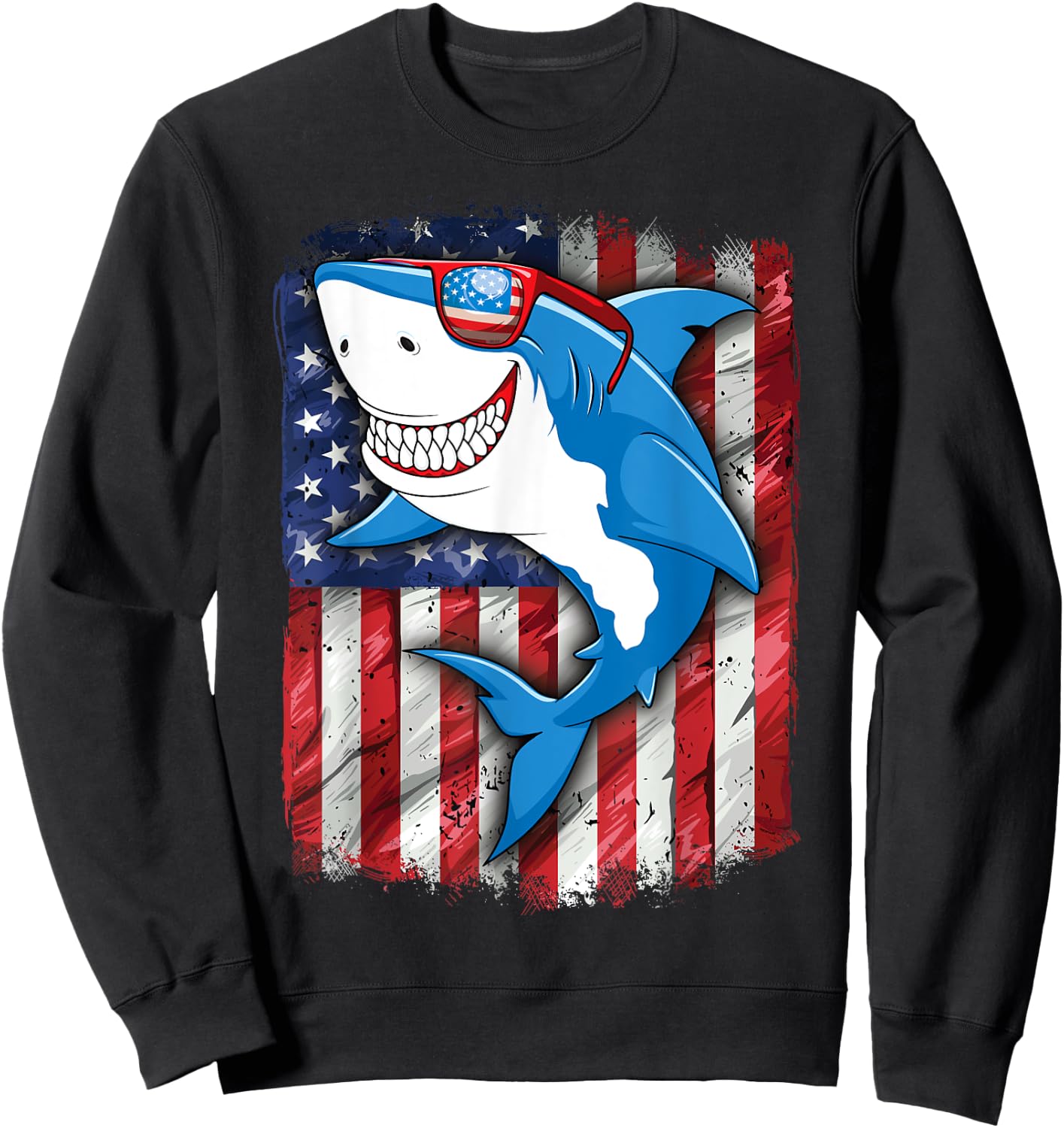 Shark 4th of July Shirt Boys Men Jawsome American Flag Sweatshirt - Sweatshirt | Black