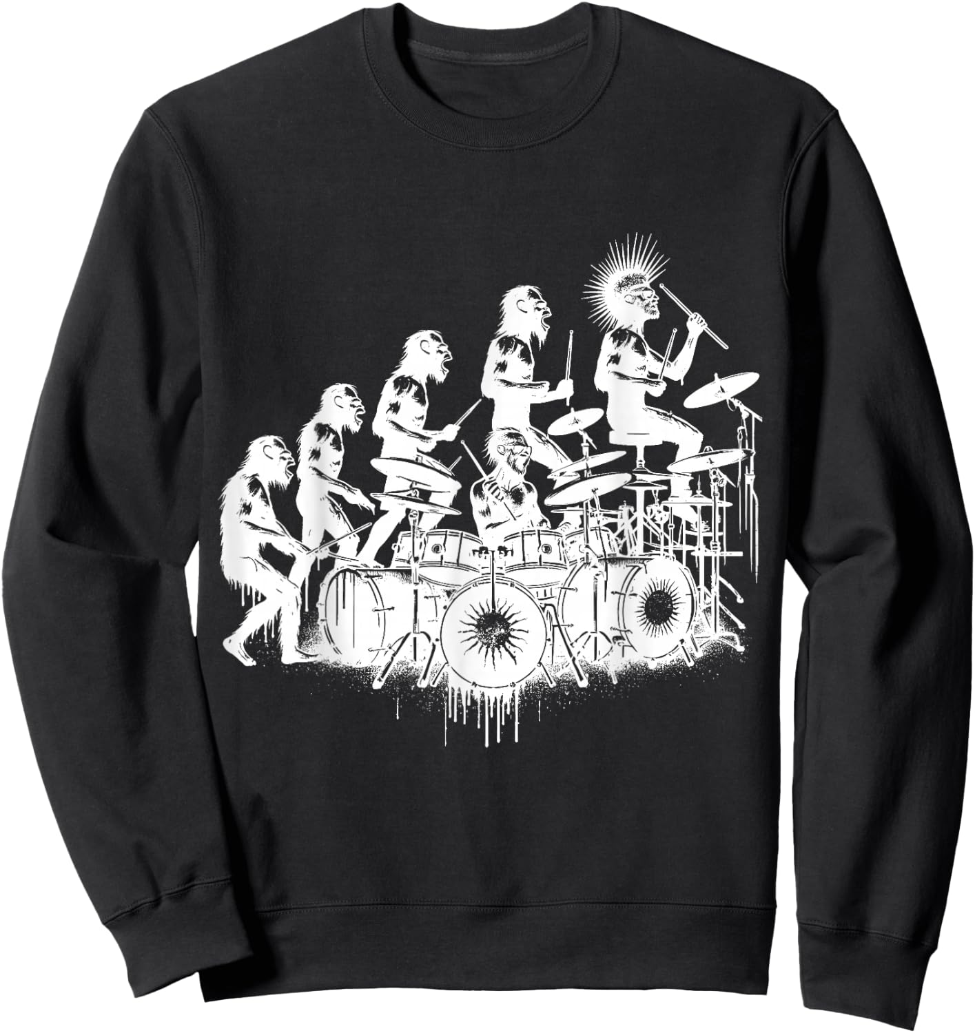 Drums Lover gifts Evolution Drummer Sweatshirt - Sweatshirt | Black