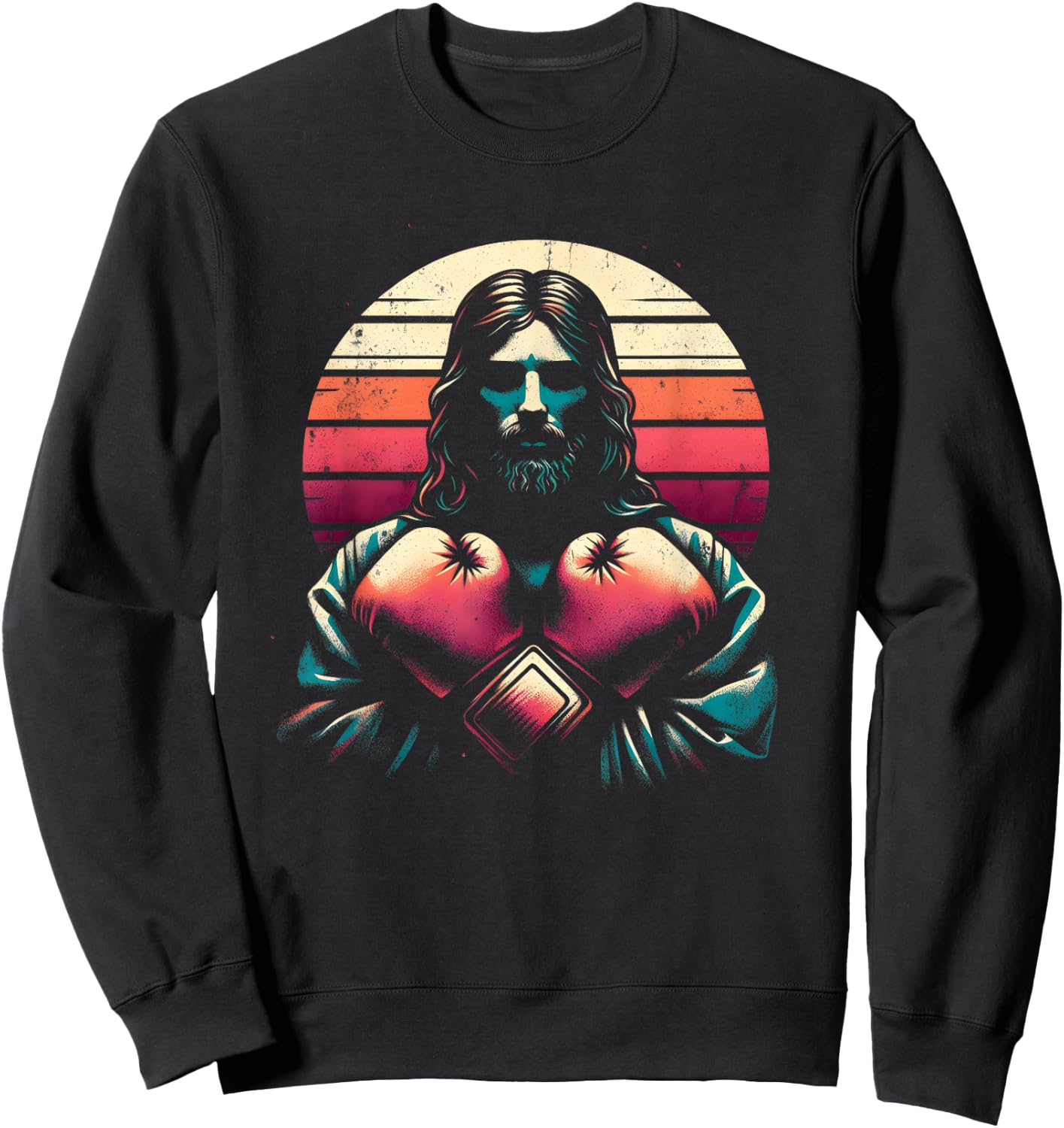 Jesus With Boxing Gloves - Funny Christian Religious Boxer Sweatshirt - Sweatshirt | Black