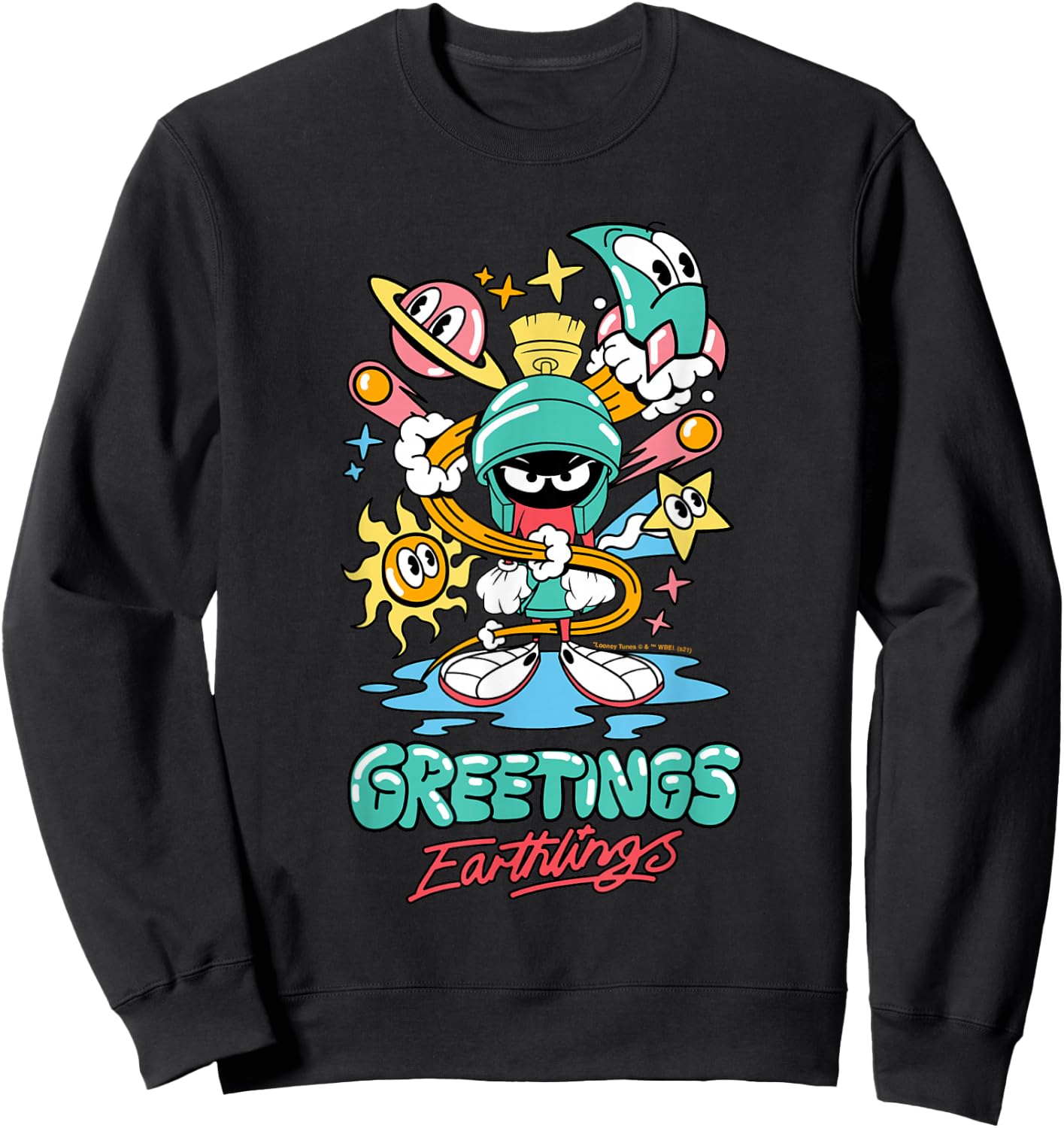 Marvin The Martian Greetings Earthlings Small Sweatshirt - Sweatshirt | Black