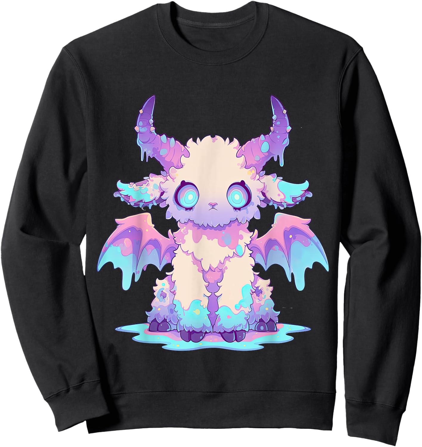 Kawaii Pastel Goth Creepy Cute Witchy Demon Goat Baphomet Sweatshirt - Sweatshirt | Black