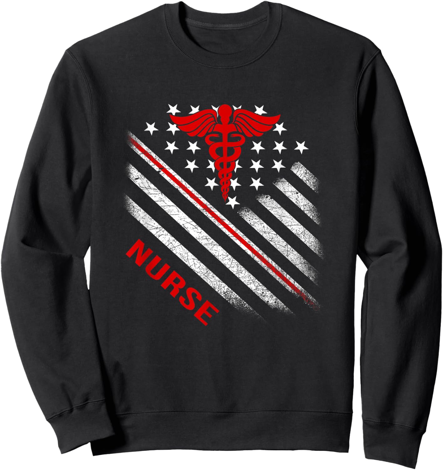 American Flag Patriotic Nurse Nurses Nursing Student Sweatshirt - Sweatshirt | Black