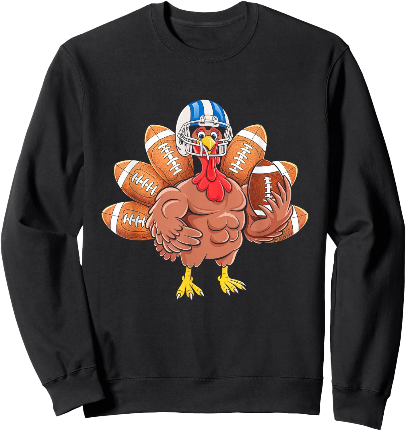 Turkey Football Thanksgiving Sport Turkey Day Football Sweatshirt - Sweatshirt | Black