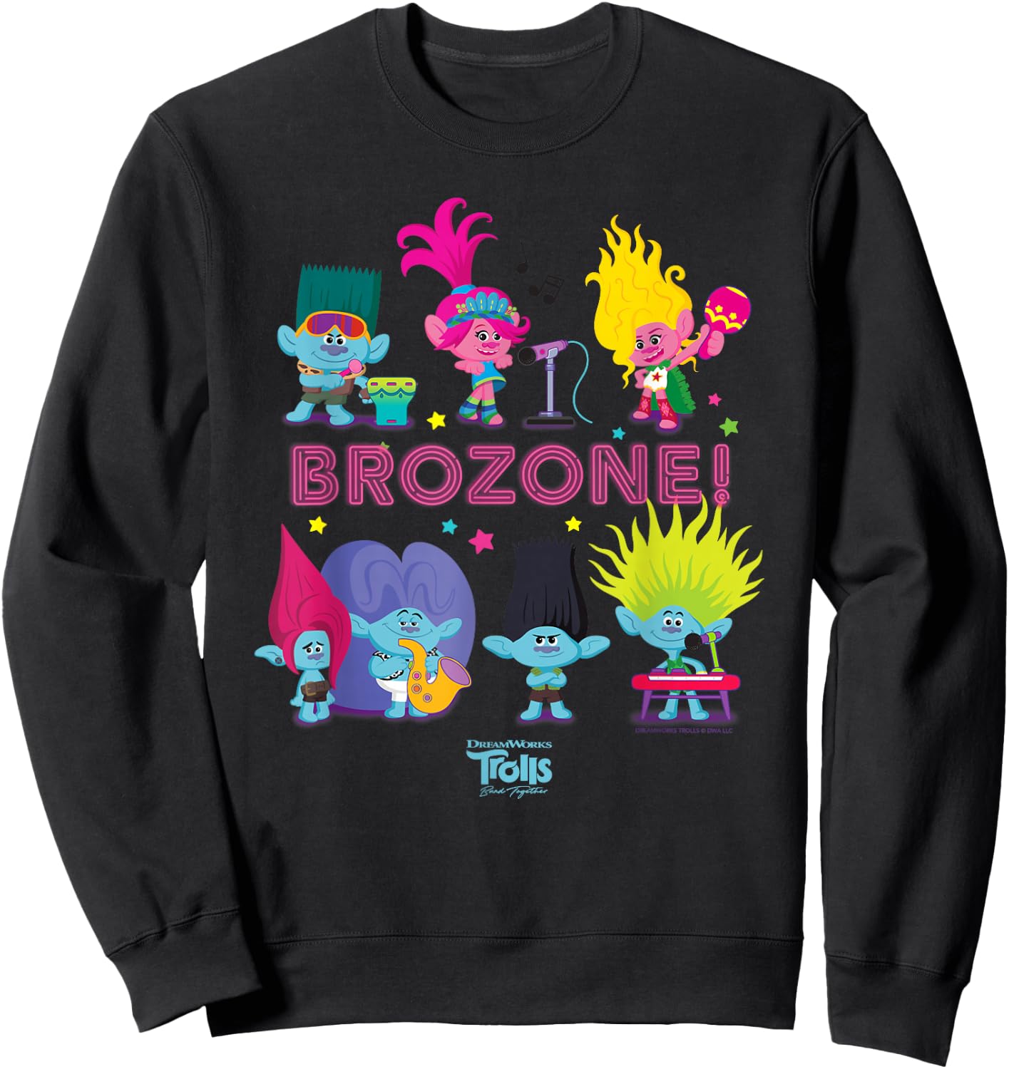 DreamWorks Trolls Band Together BroZone Poppy and Viva Sweatshirt - Sweatshirt | Black