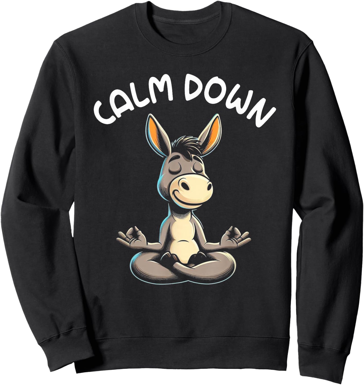 Donkey Calm Down Yoga Meditation Sweatshirt - Sweatshirt | Black