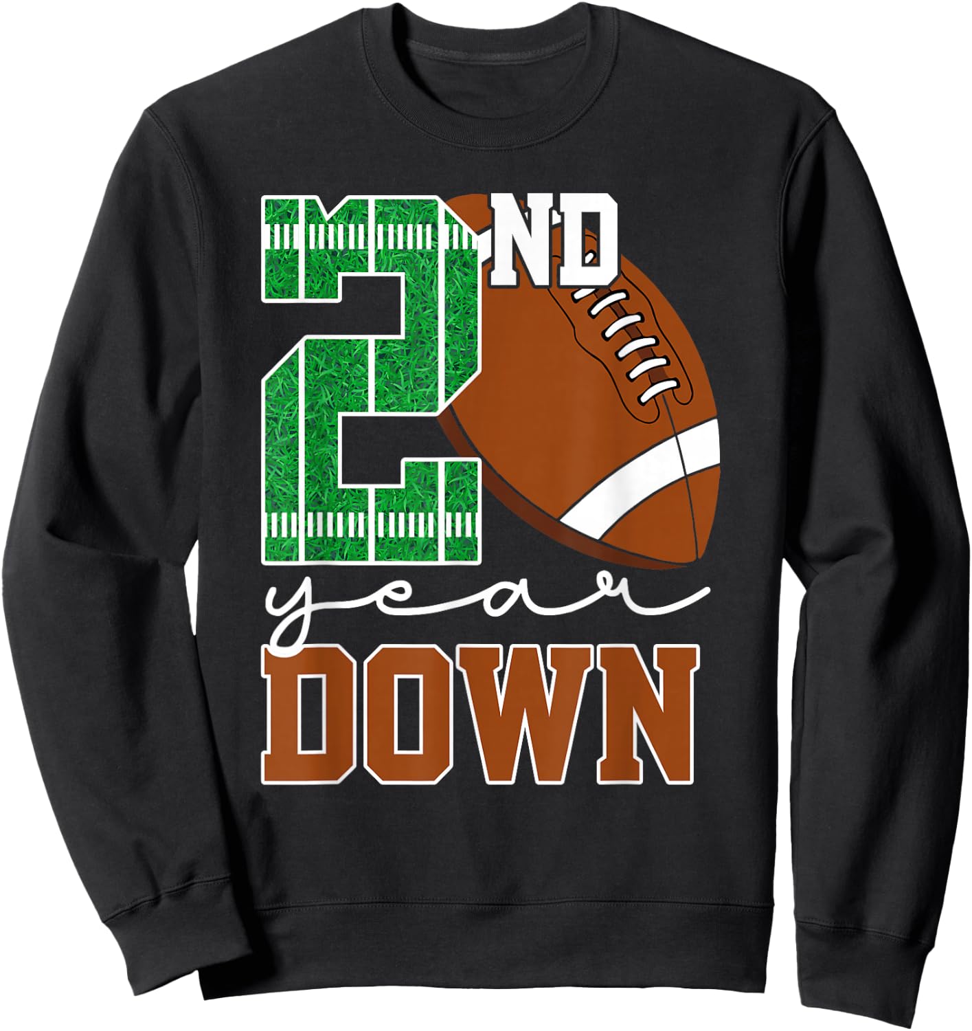 2nd Year Down Football Lover Second Birthday Boy Party Sweatshirt - Sweatshirt | Black