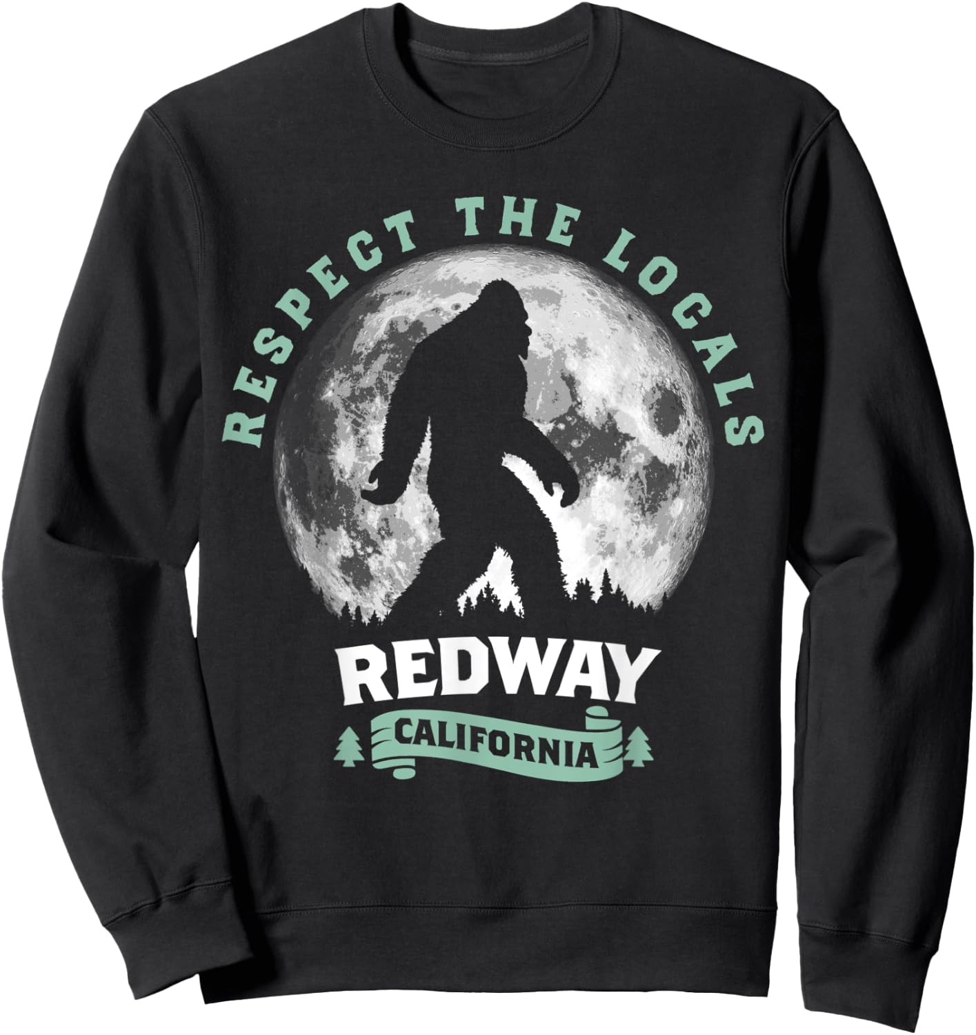 Redway California Bigfoot Night Walk Retro Sweatshirt - Sweatshirt | Black