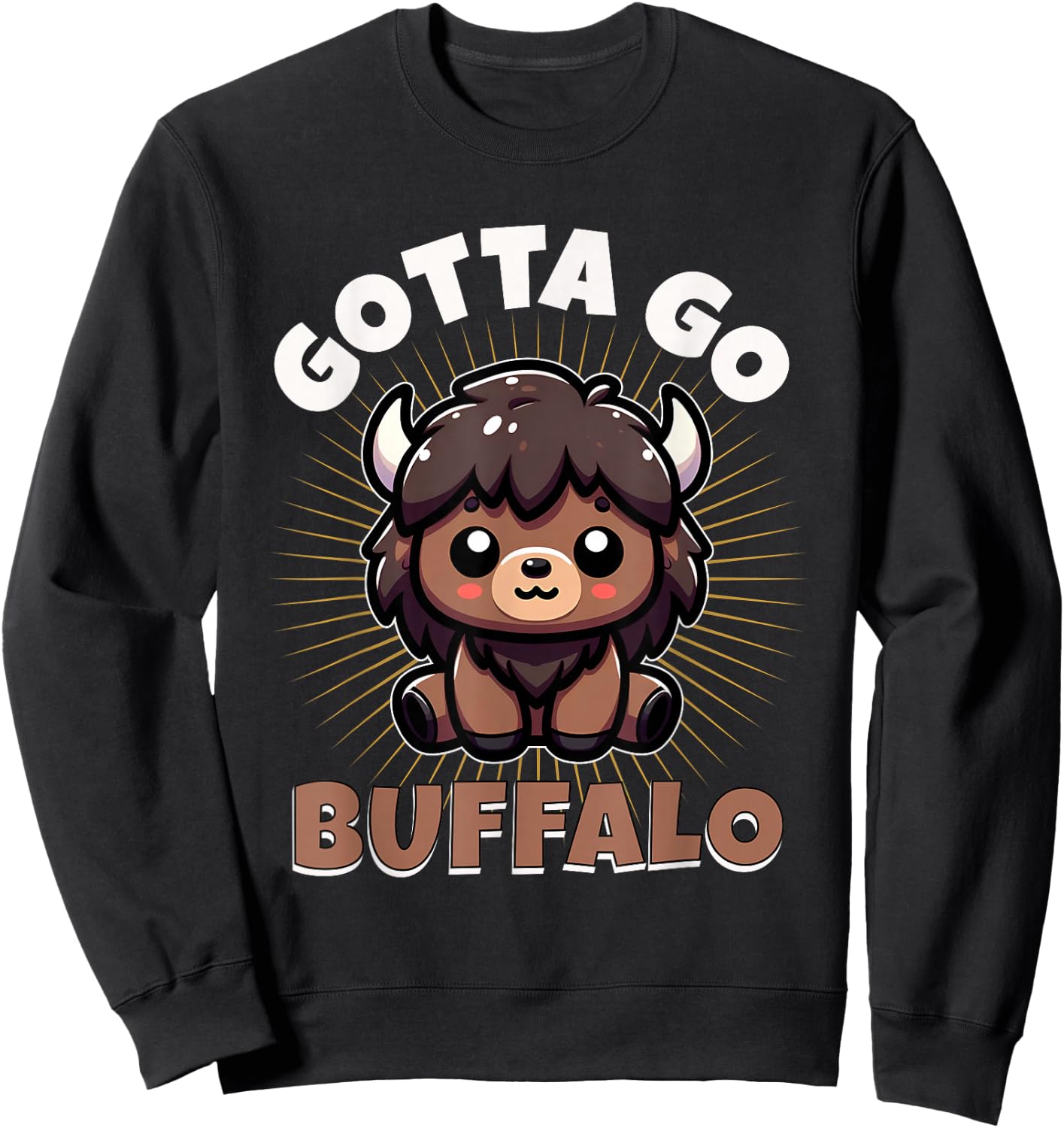 Gotta Go Buffalo Cute Funny Word Game Animal Boys Girls Kids Sweatshirt - Sweatshirt | Black