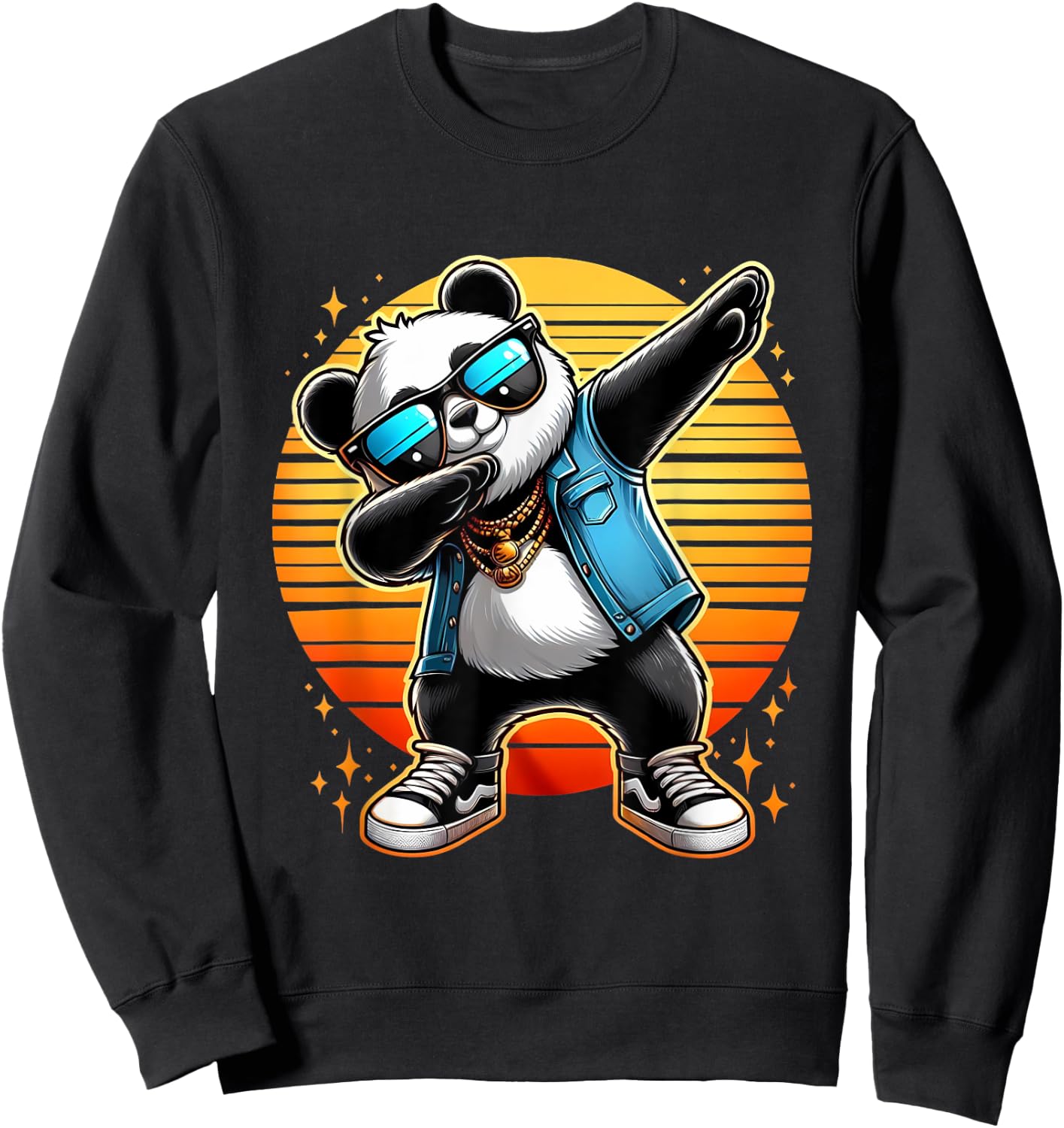 Funny Dabbing Panda Wearin a Sunglasses Panda Bear Dab Dance Sweatshirt - Sweatshirt | Black