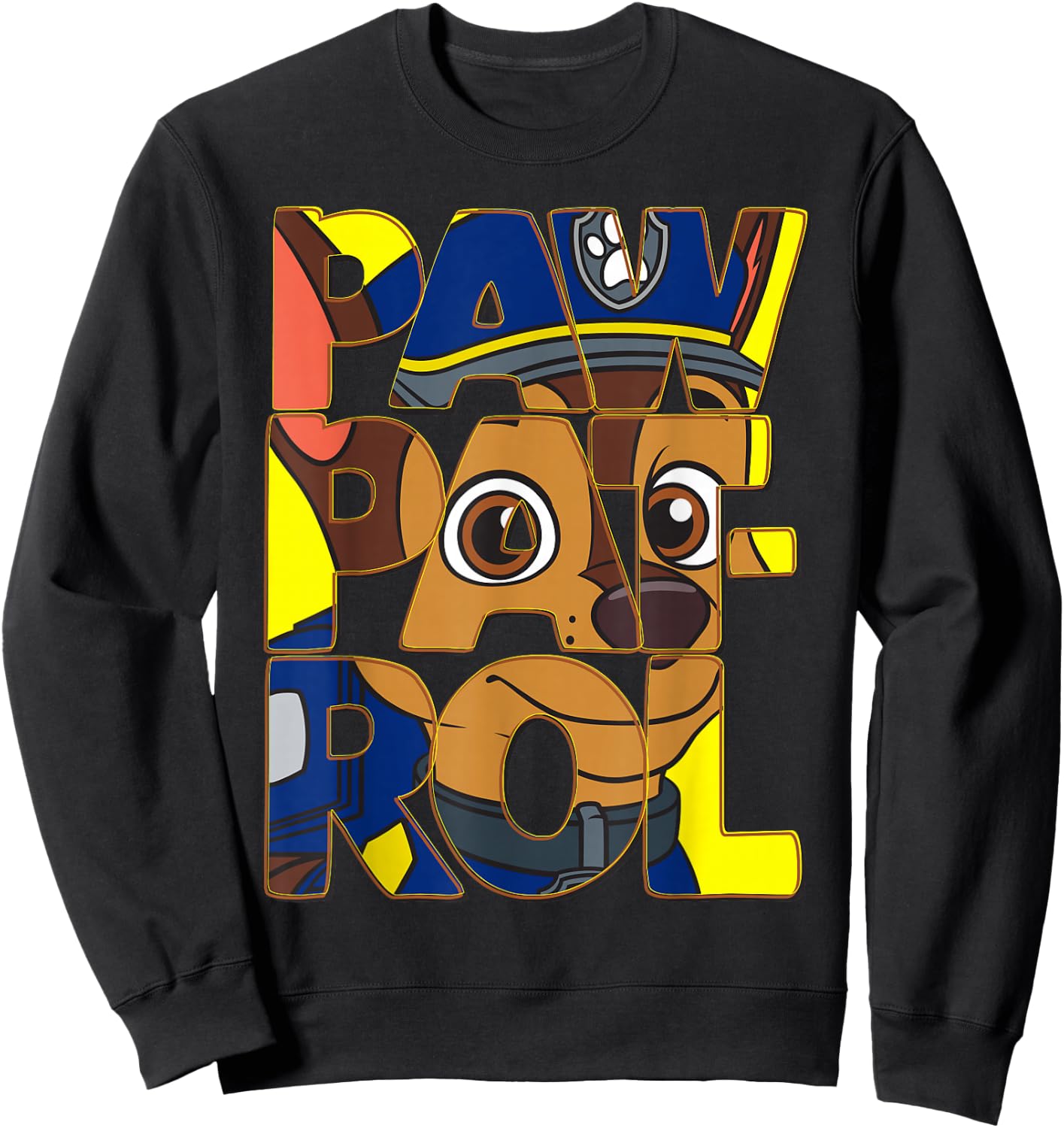 Police Pup Chase With Text On Face Sweatshirt - Sweatshirt | Black