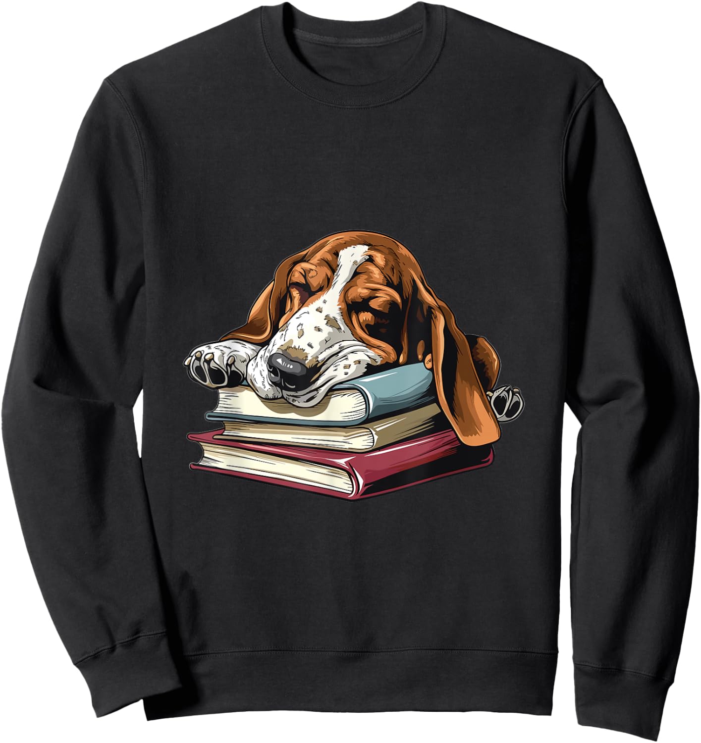 Basset Hound Books Dog Breed Graphic Men Women Girls Kids Sweatshirt - Sweatshirt | Black