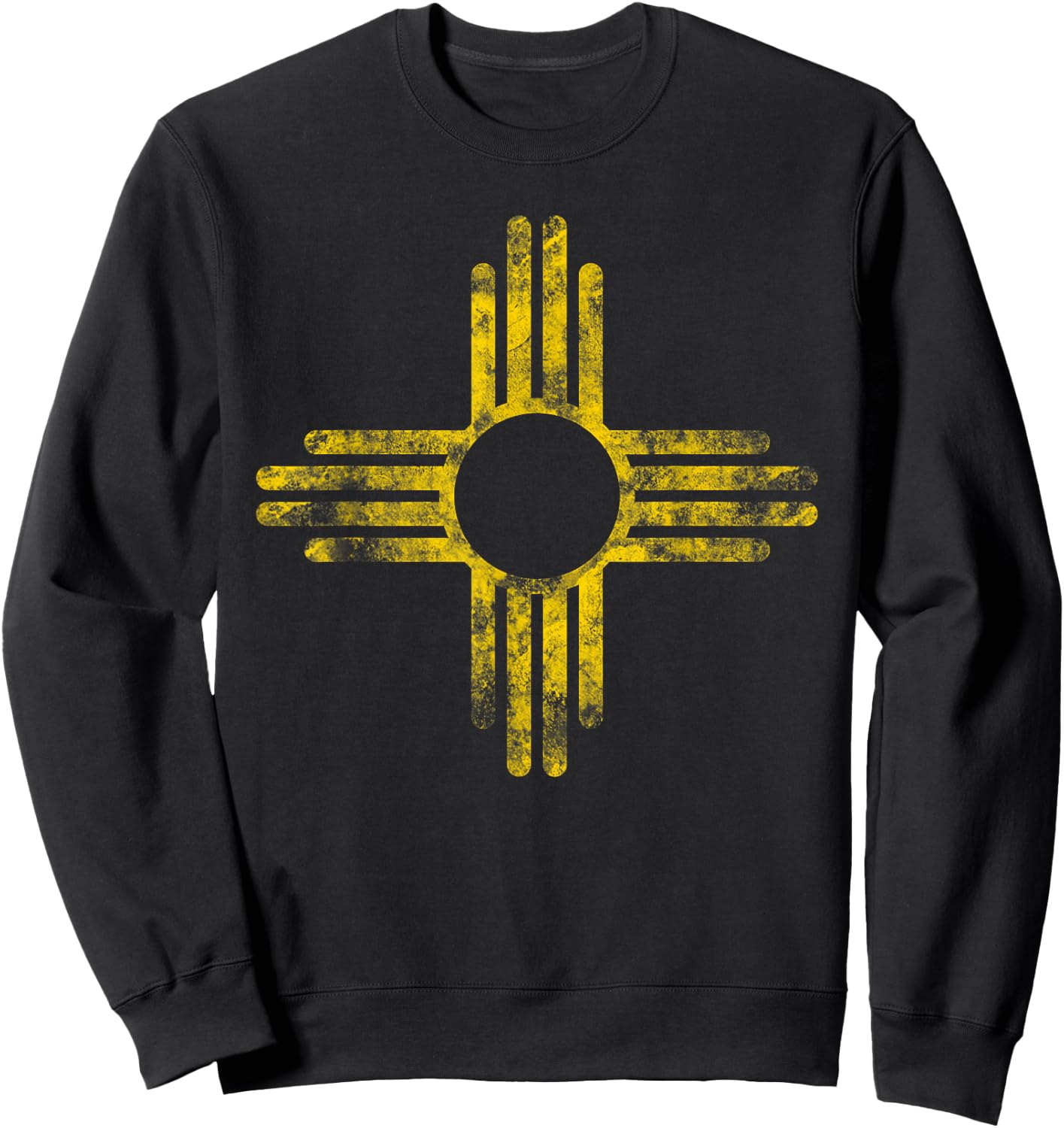 Vintage New Mexico Flag Yellow Zia Sun Symbol Sweatshirt - Sweatshirt | Black