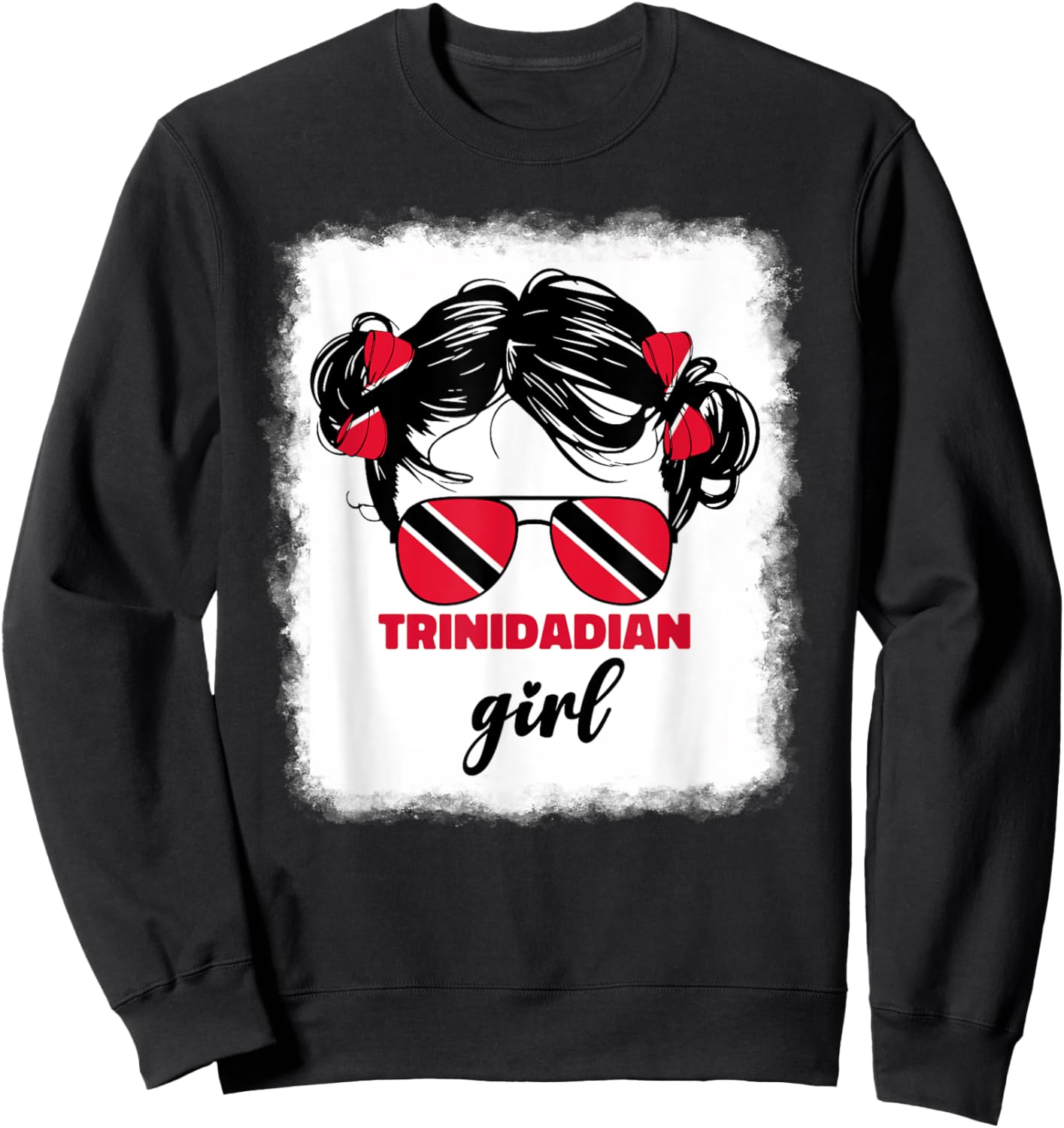 Trinidadian Girl Kids Trini Trinidad and Tobago Flag Girls Sweatshirt - Sweatshirt | Black