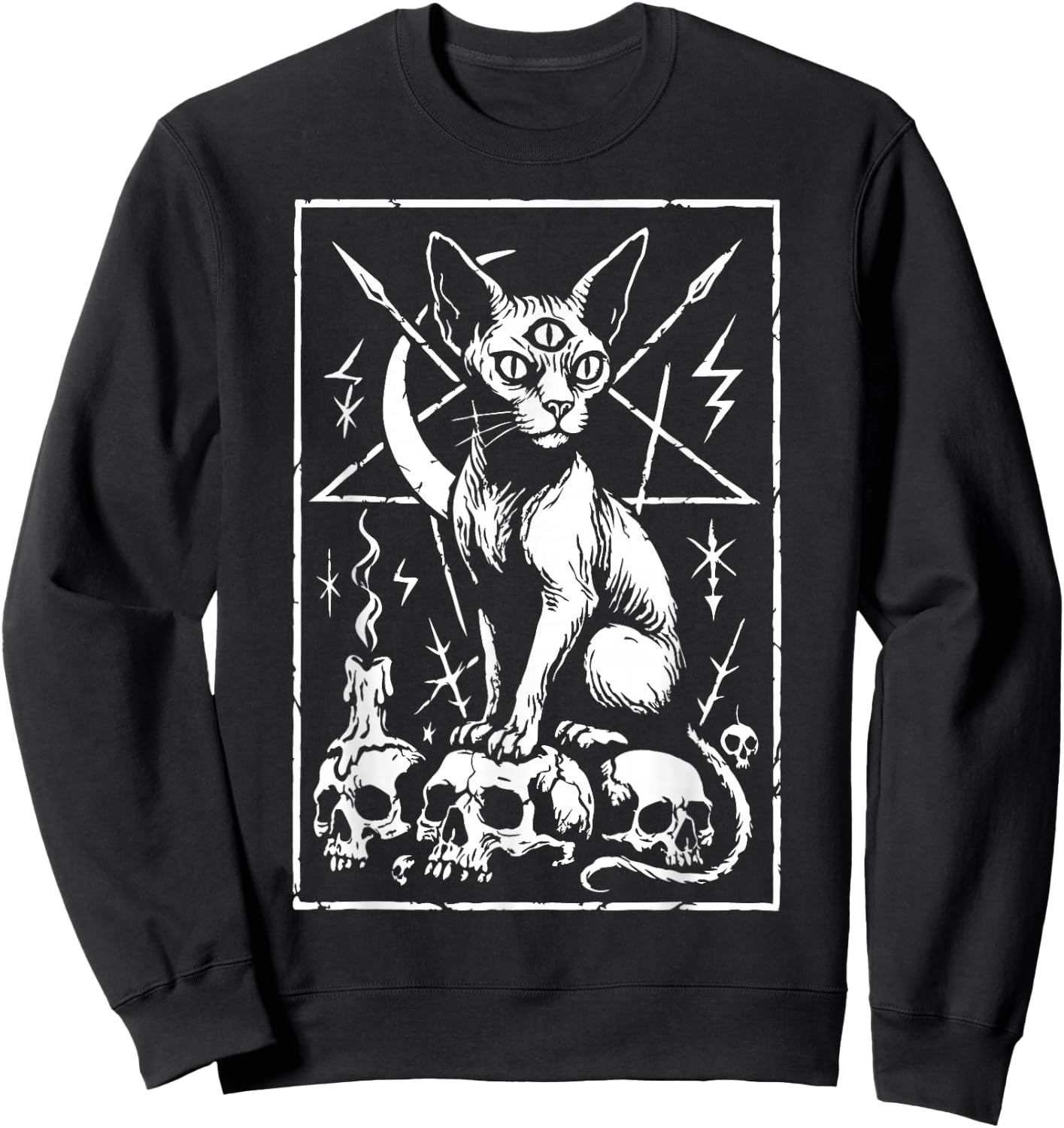 Death Metal Sphynx Cat Occult Sweatshirt - Sweatshirt | Black