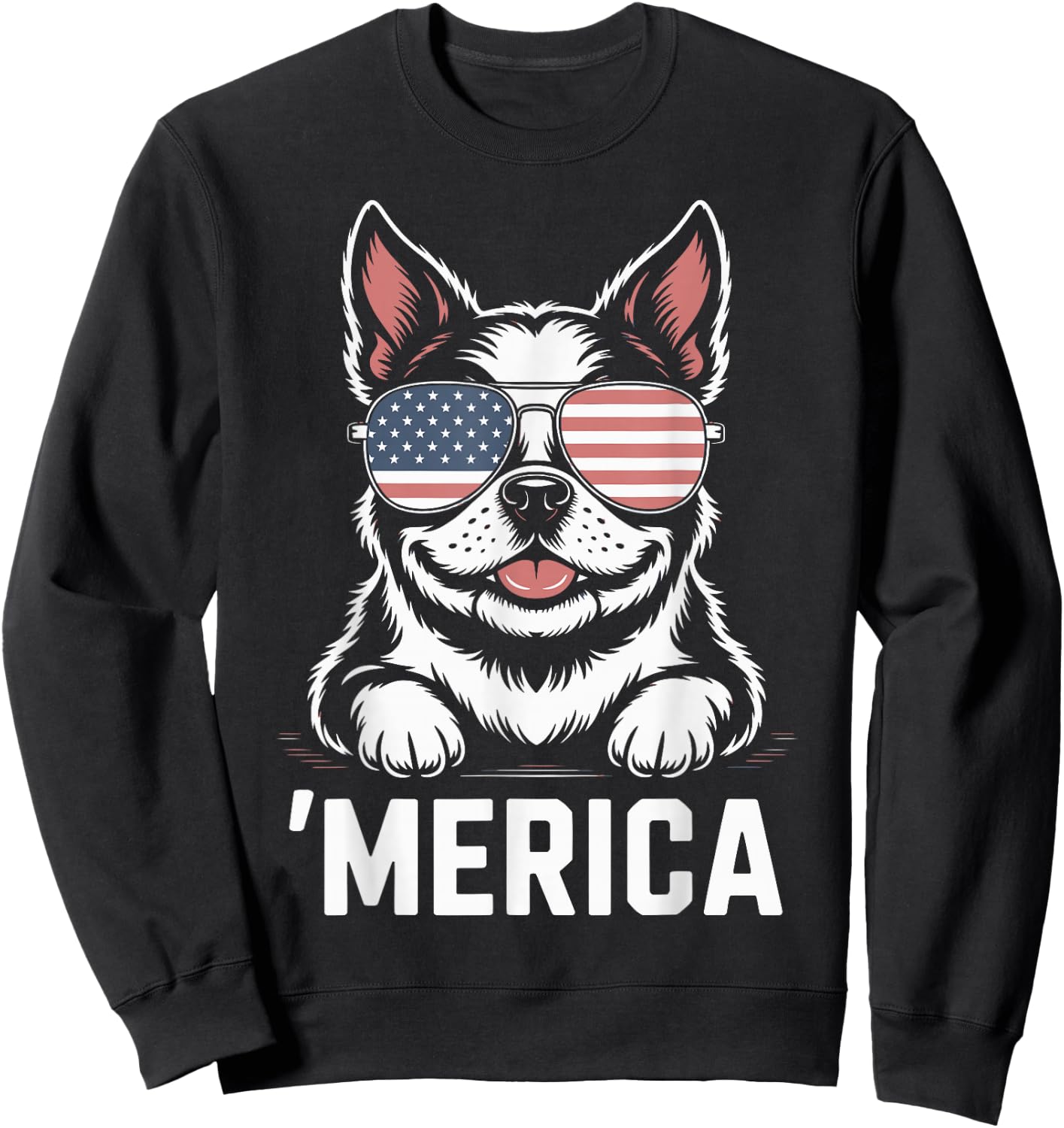 Boston Terrier 4th of July ‘Merica Patriotic Sweatshirt - Sweatshirt | Black