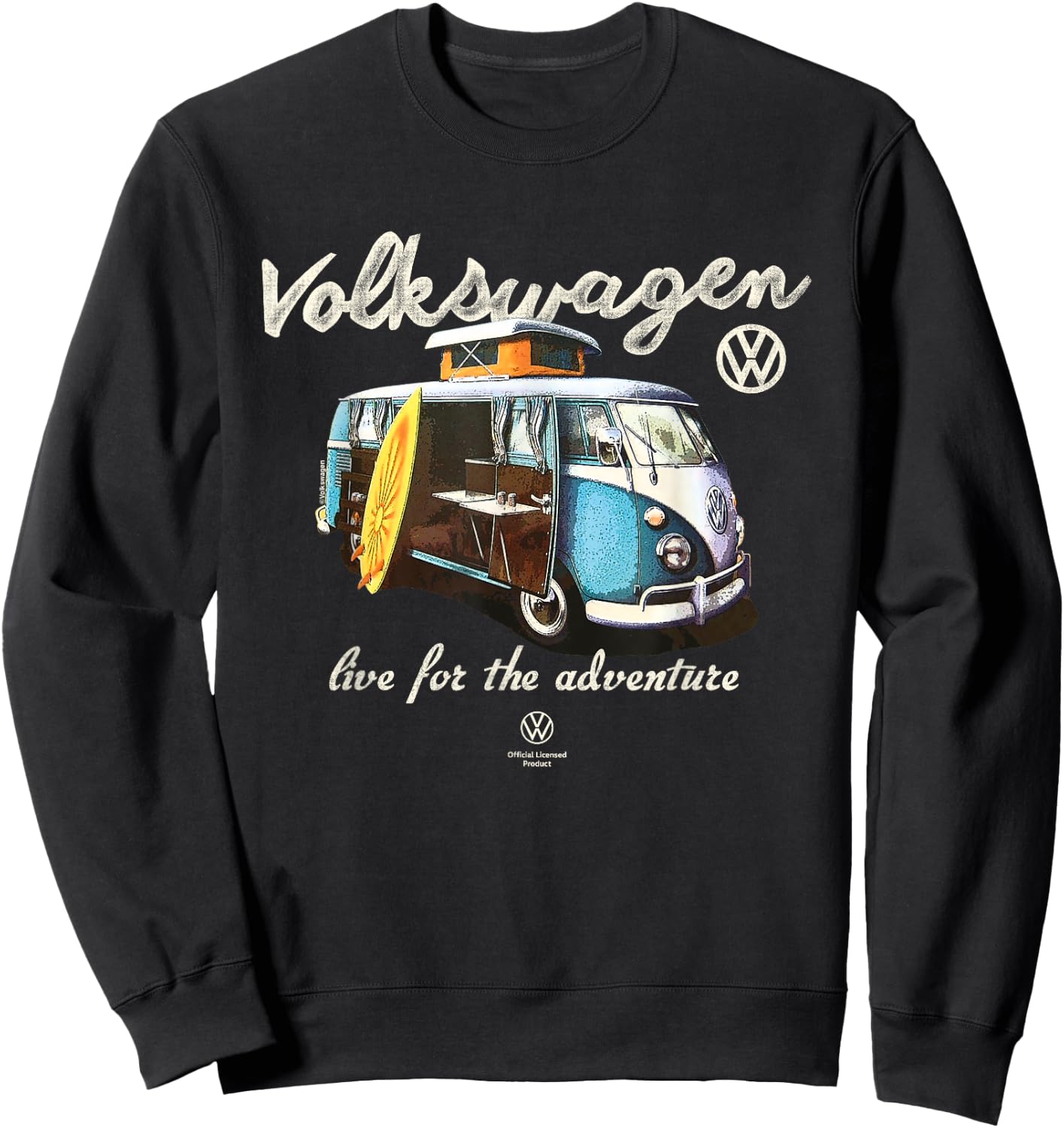 Volkswagen Campervan Type 2 T1 Live for Adventure Sweatshirt - Sweatshirt | Black