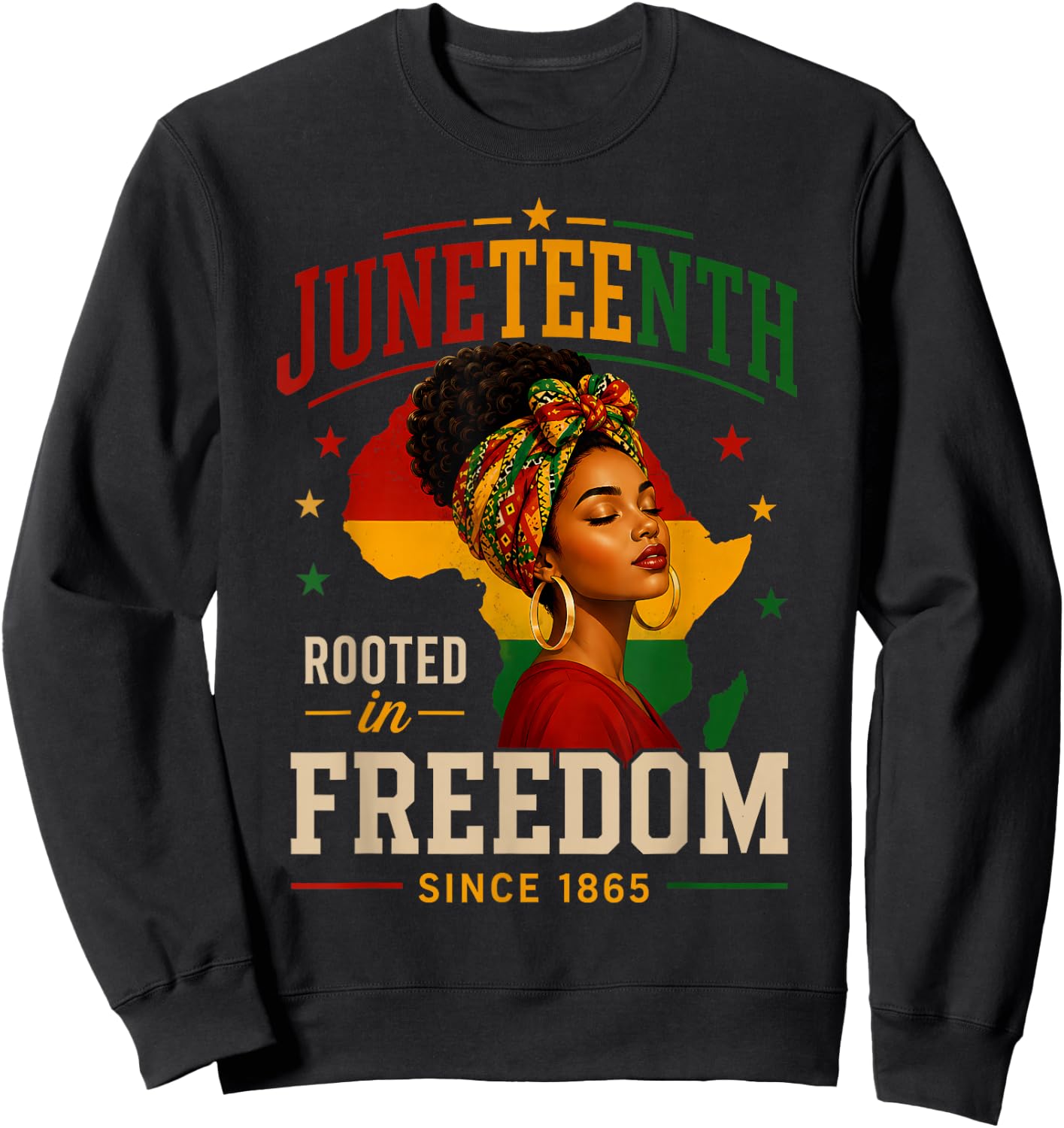 Juneteenth Shirts Women Rooted in Freedom Afro African Sweatshirt - Sweatshirt | Black
