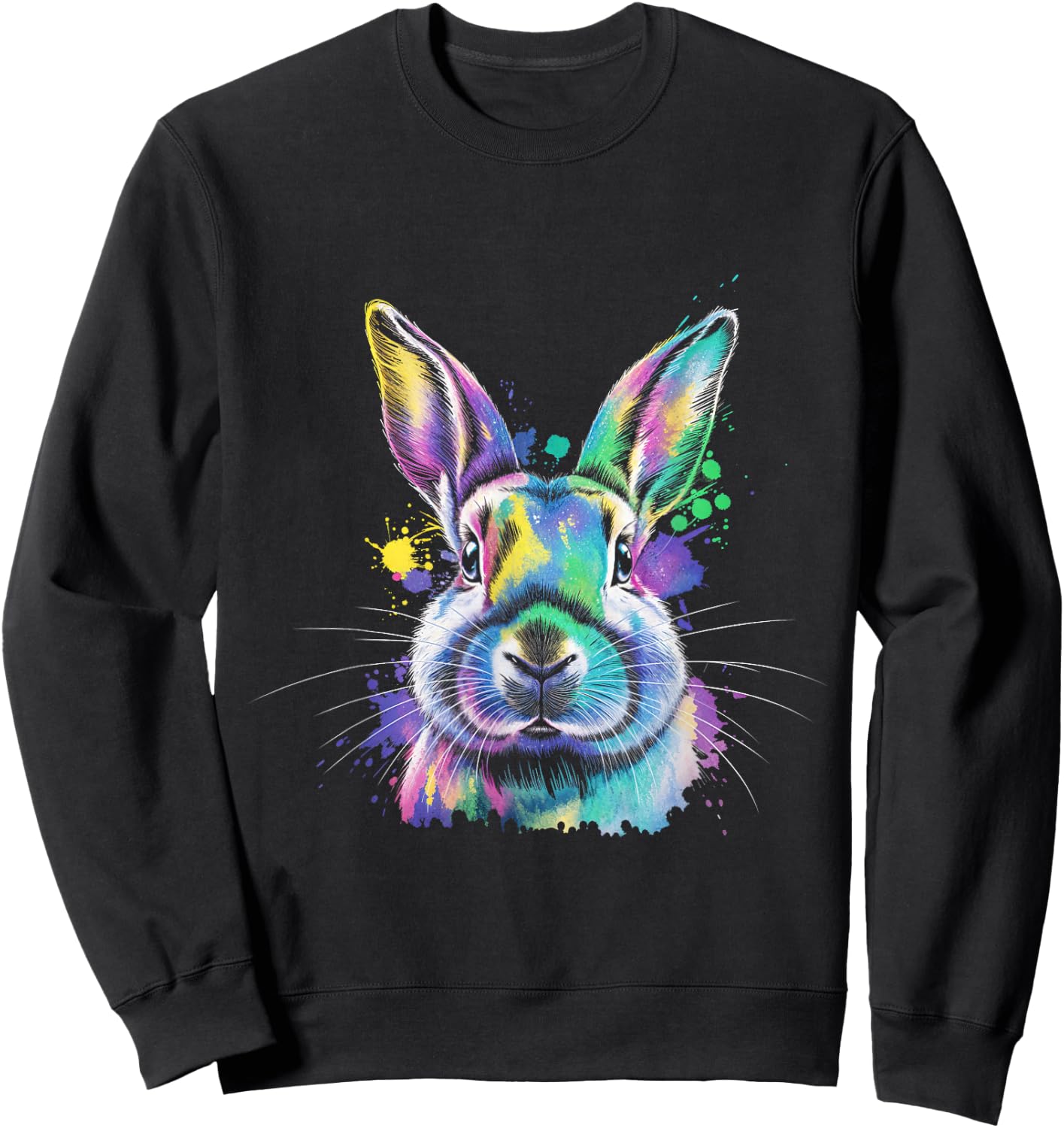 Bunny Hare Watercolor Pet Animal Sweatshirt - Sweatshirt | Black