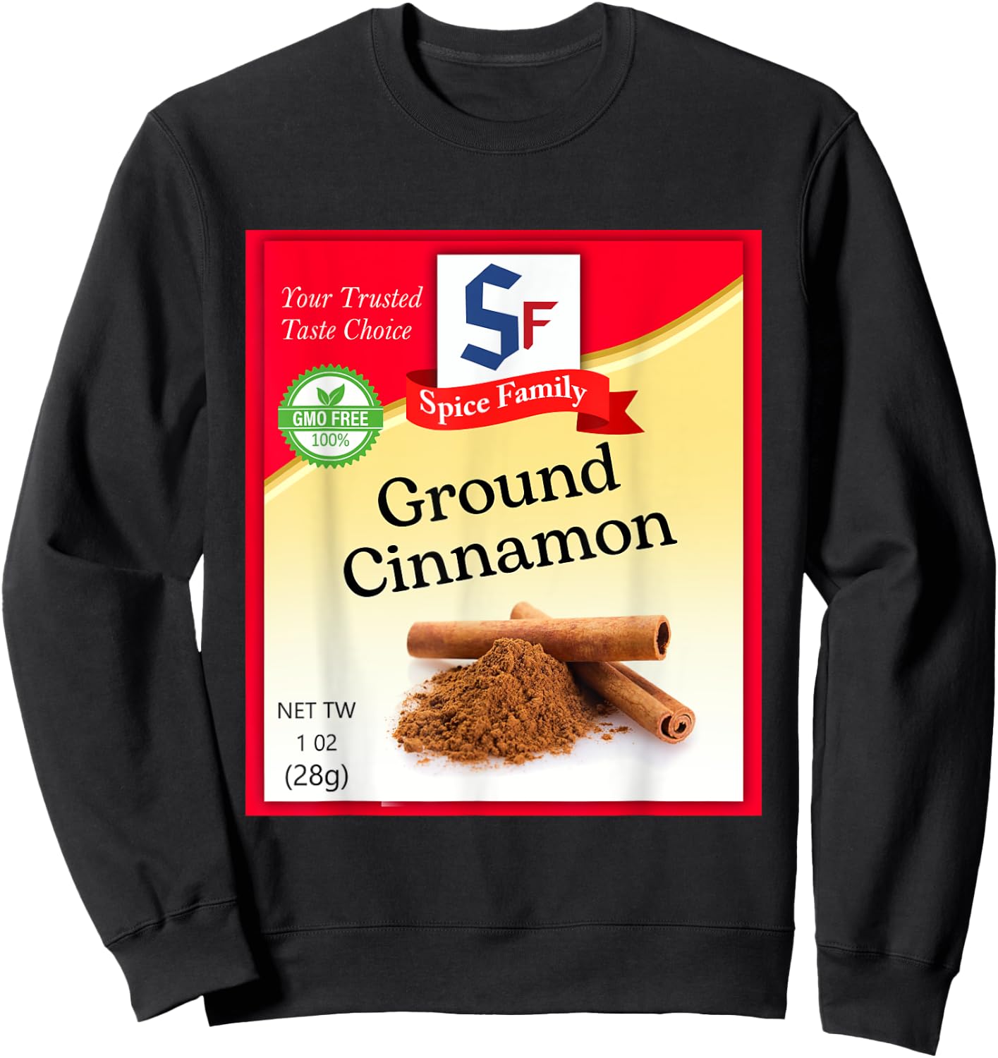 Ground Cinnamon Condiment Holiday Spice Group Costumes Sweatshirt - Sweatshirt | Black