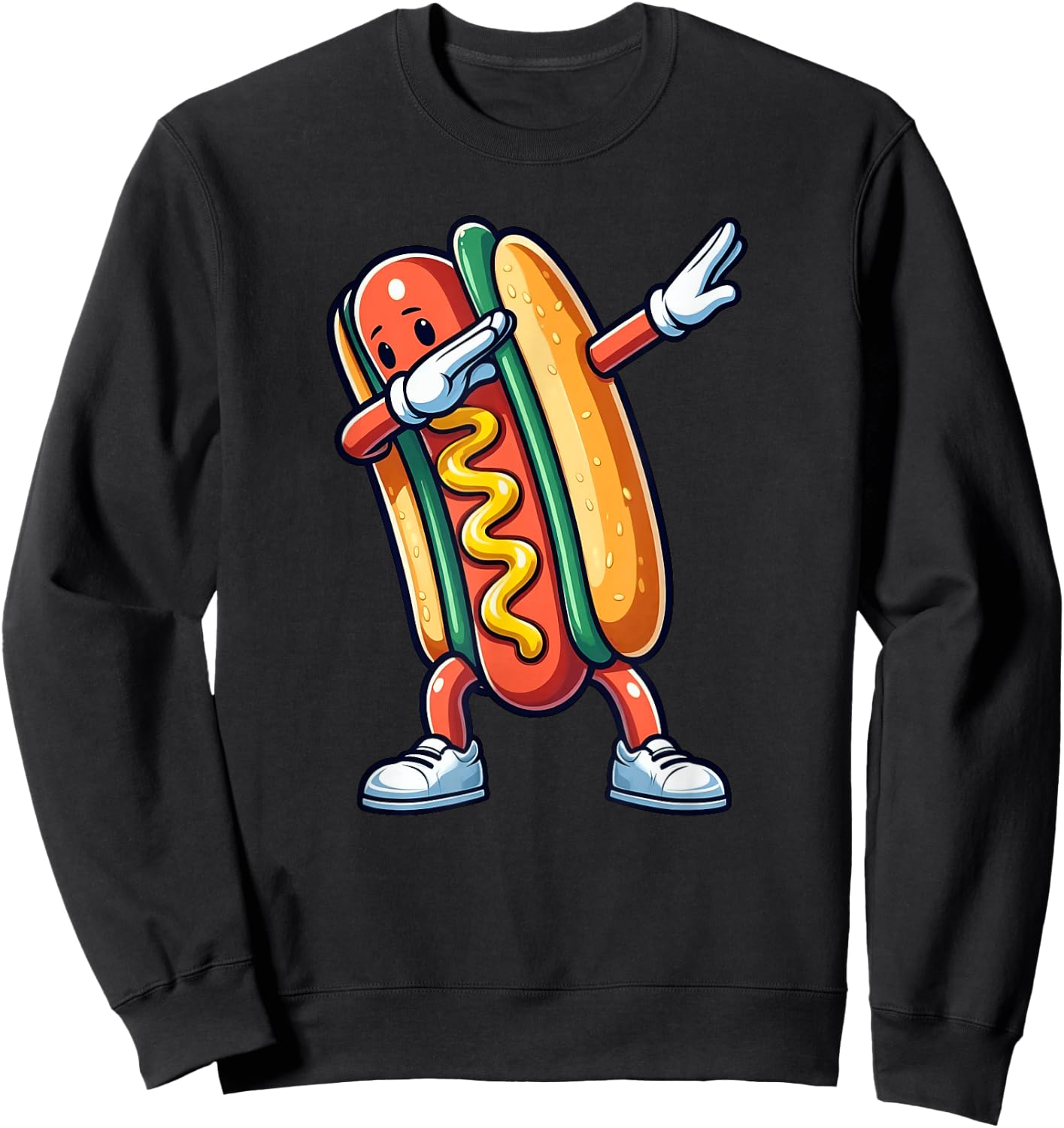 Hot Dog Funny Dabbing Women Kids Lovers Sweatshirt - Sweatshirt | Black