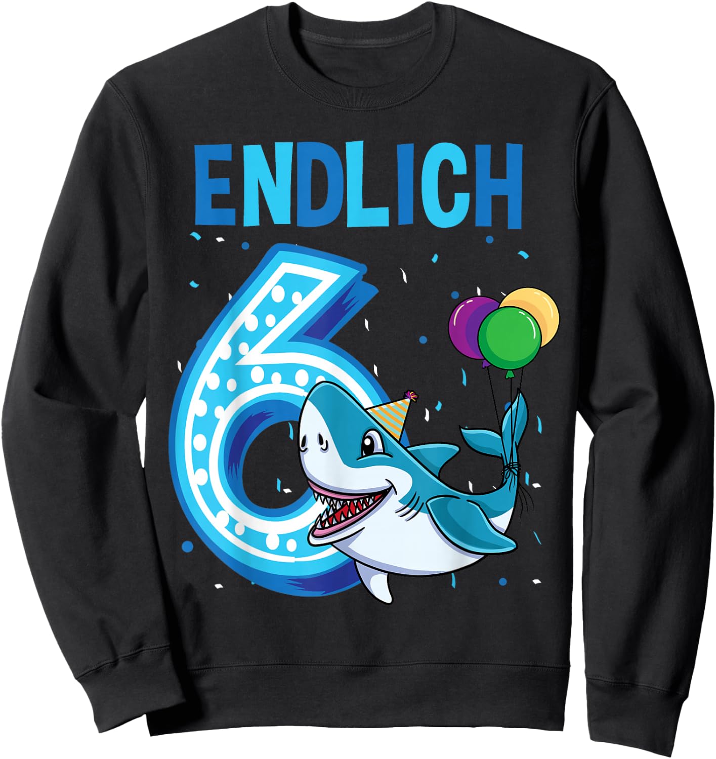 Geschenk 6 Jahre alt Hai Kinder Geburtstag Sweatshirt - Sweatshirt | Black