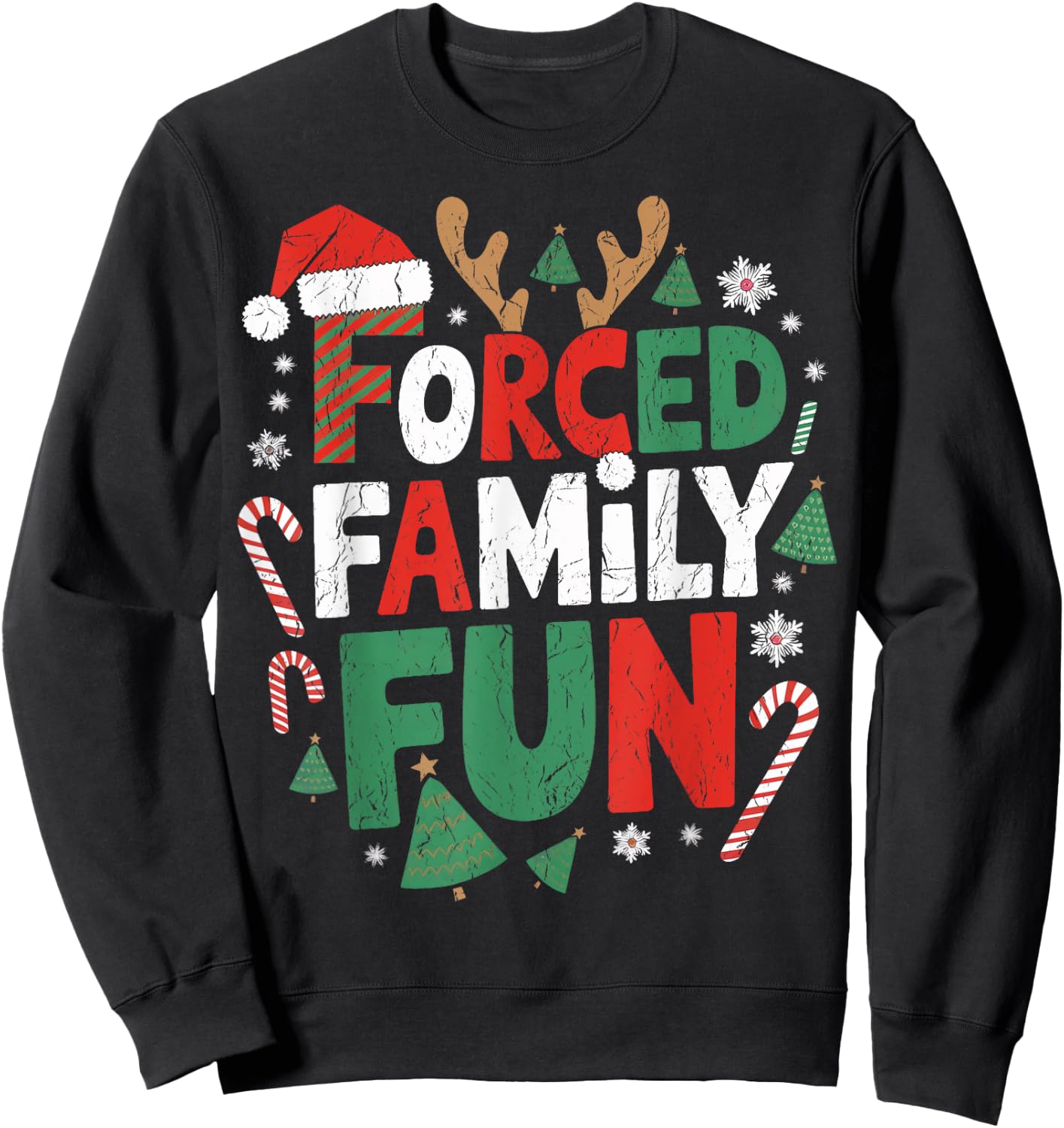Funny Forced Family Fun Christmas Family Christmas Gathering Sweatshirt - Sweatshirt | Black