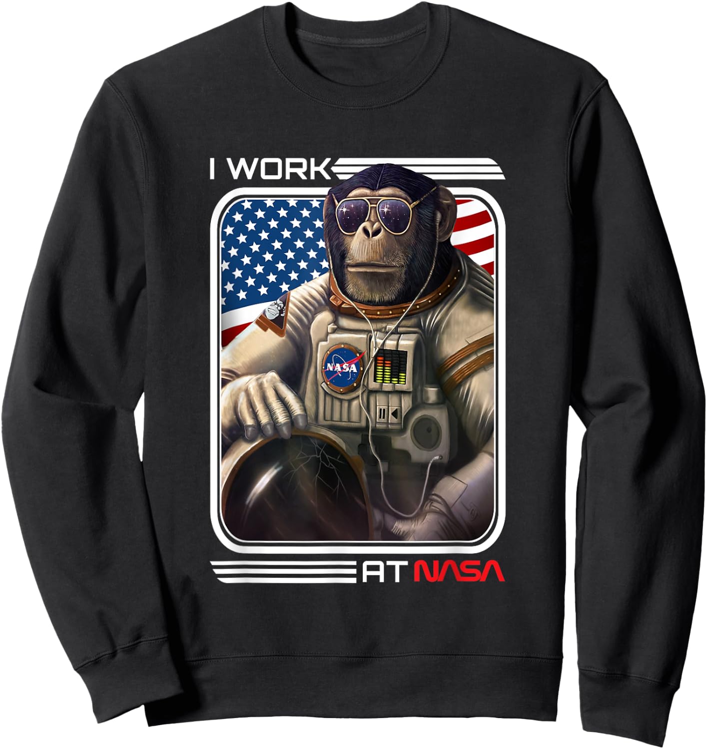 NASA Astronaut monkey Worm logo cool Sweatshirt - Sweatshirt | Black