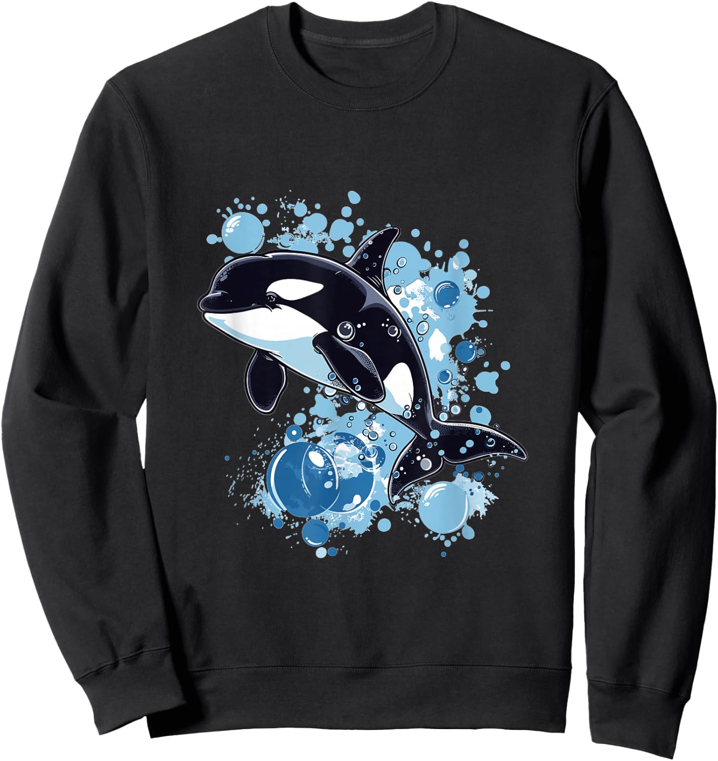 Orca Whale Bubbles Graphic Sweatshirt - Sweatshirt | Black