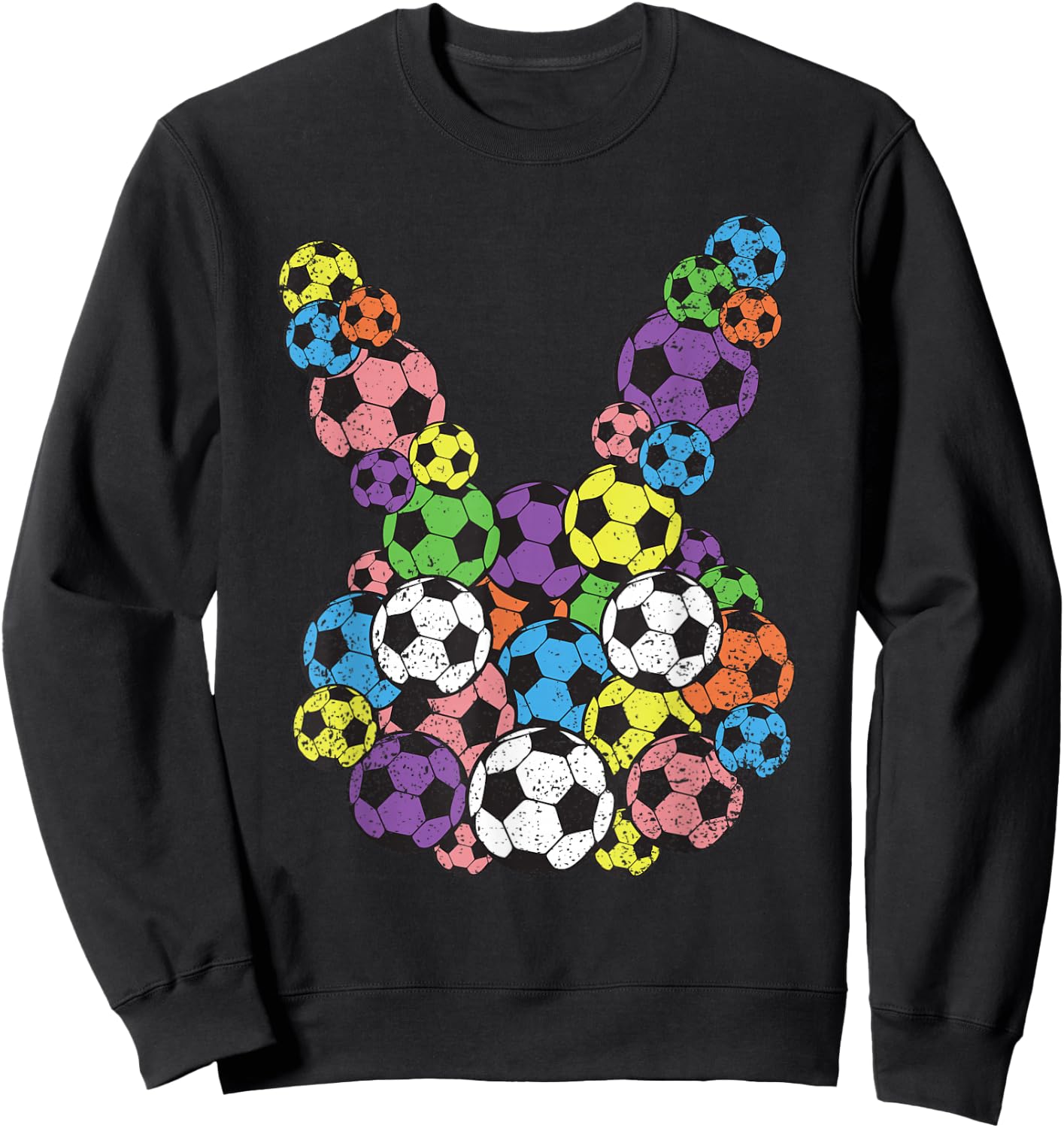 Easter Soccer Lover Bunny Head Ball Egg Hunting Spring Sweatshirt - Sweatshirt | Black