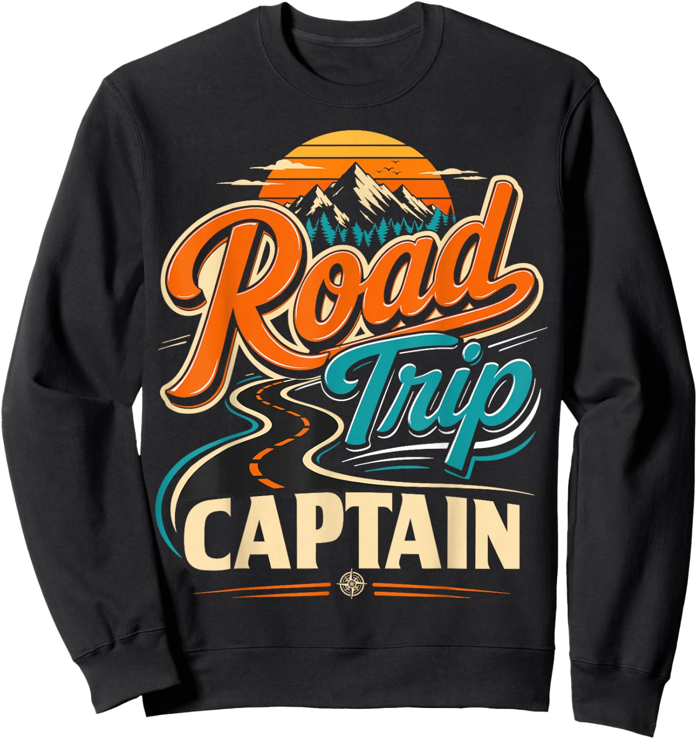 Retro Road Trip Captain Adventure Sweatshirt - Sweatshirt | Black