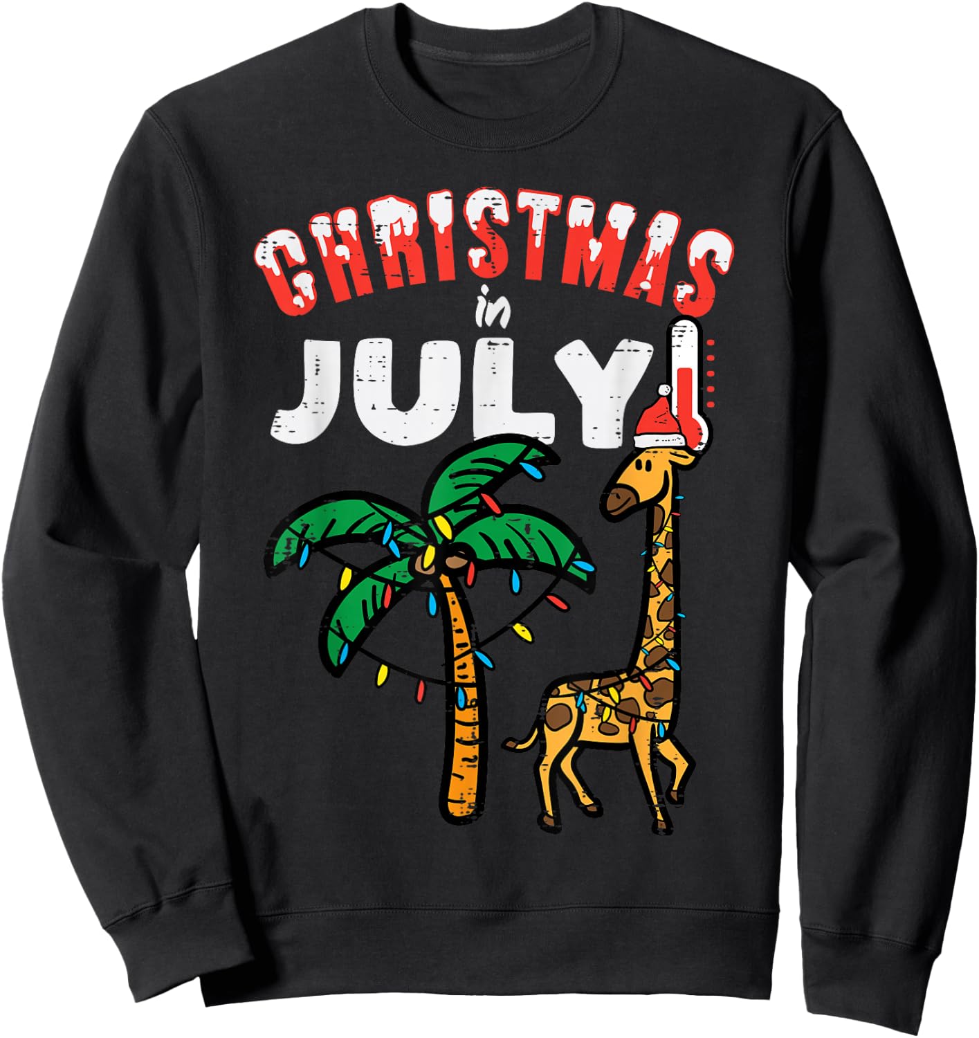 Christmas July Giraffe Palm Tree Cute Xmas Boys Kids Toddler Sweatshirt - Sweatshirt | Black