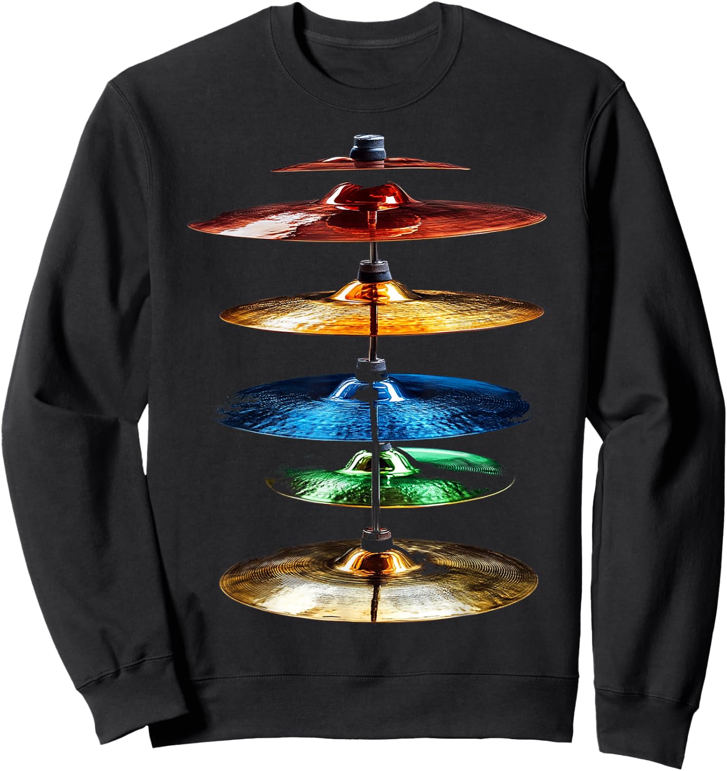 Cymbals Music Instrument Motif Illustration Cymbals Sweatshirt - Sweatshirt | Black