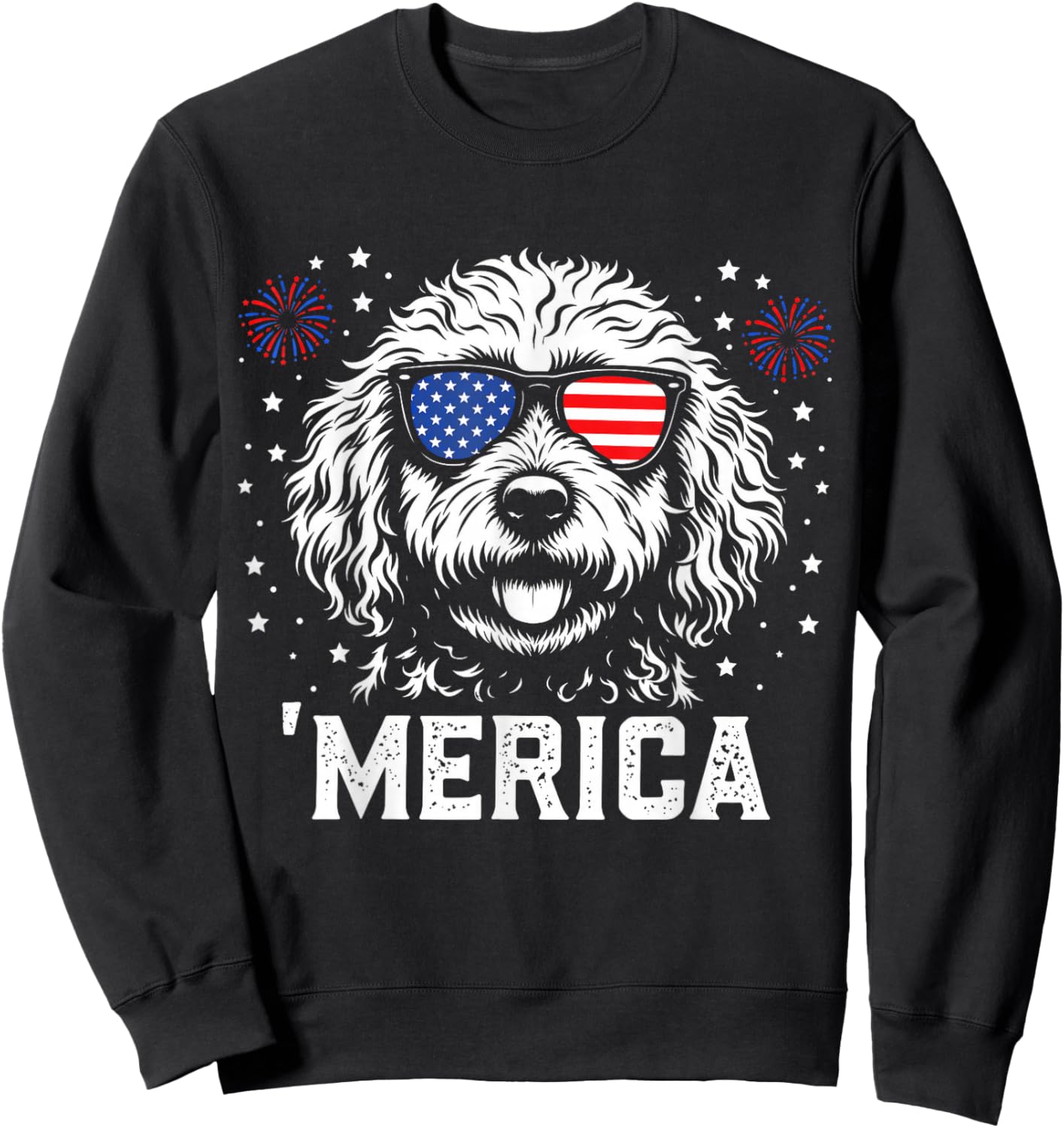 Patriotic Goldendoodle Merica 4th of July Dog Lover Sweatshirt - Sweatshirt | Black