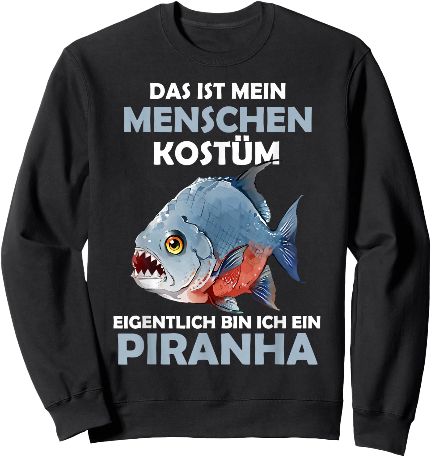 Piranha Carnival Fish Costume Helau Fancy Dress Human Costume , black Sweatshirt - Sweatshirt | Black