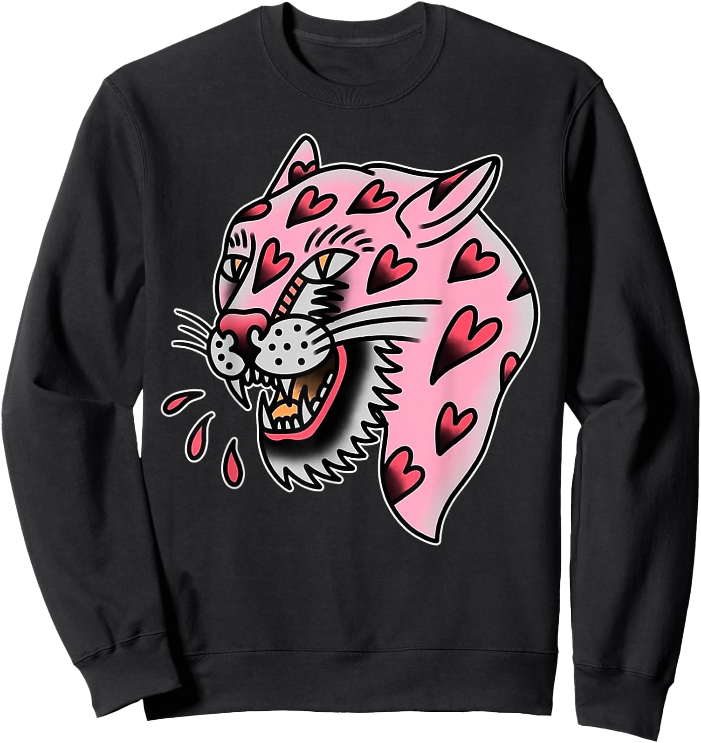 Panther Pink x Heart Love Traditioneller Blitz Sweatshirt - Sweatshirt | Black